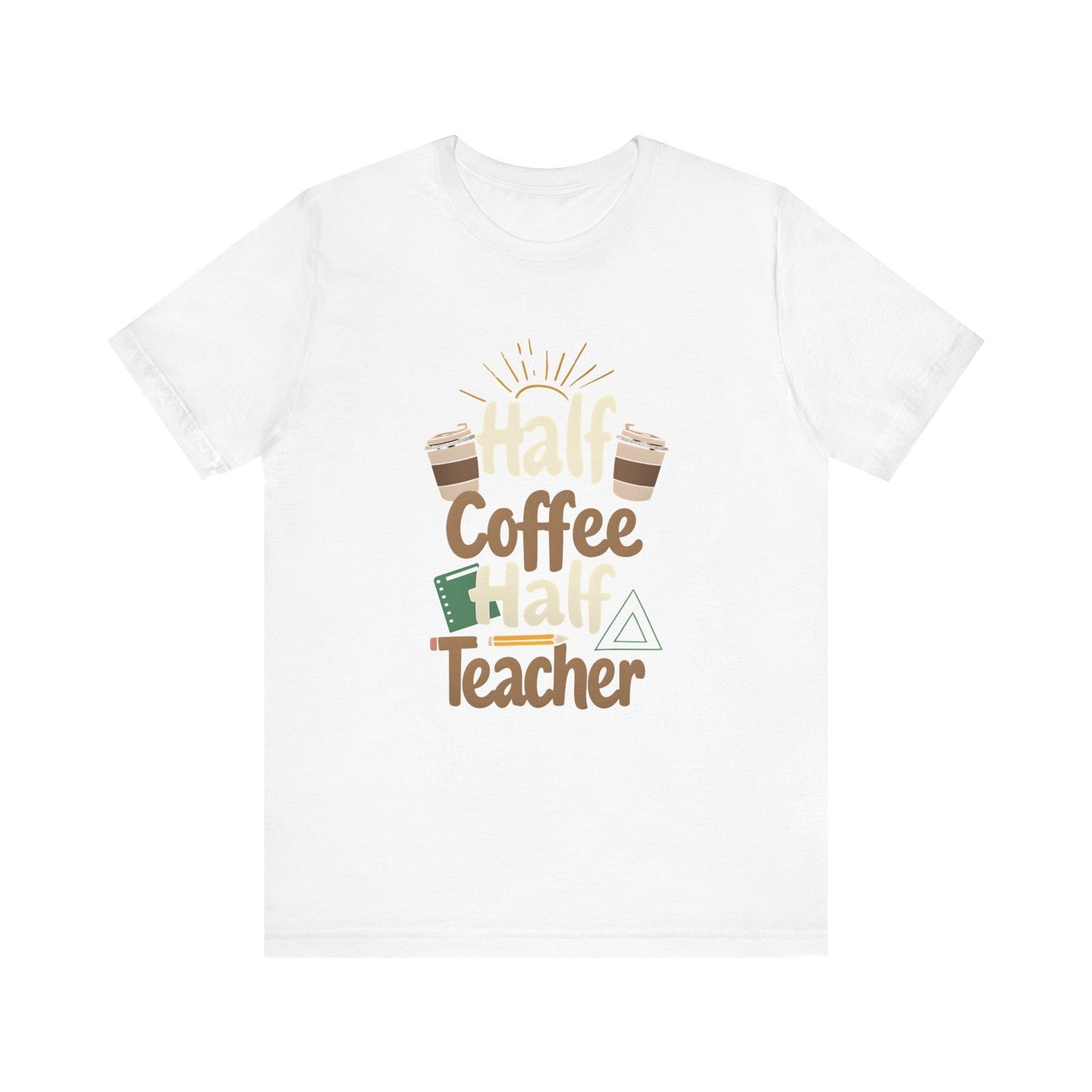 Womans T Shirt Half Teacher Half Coffee Top Retro Cute Teacher Gift 