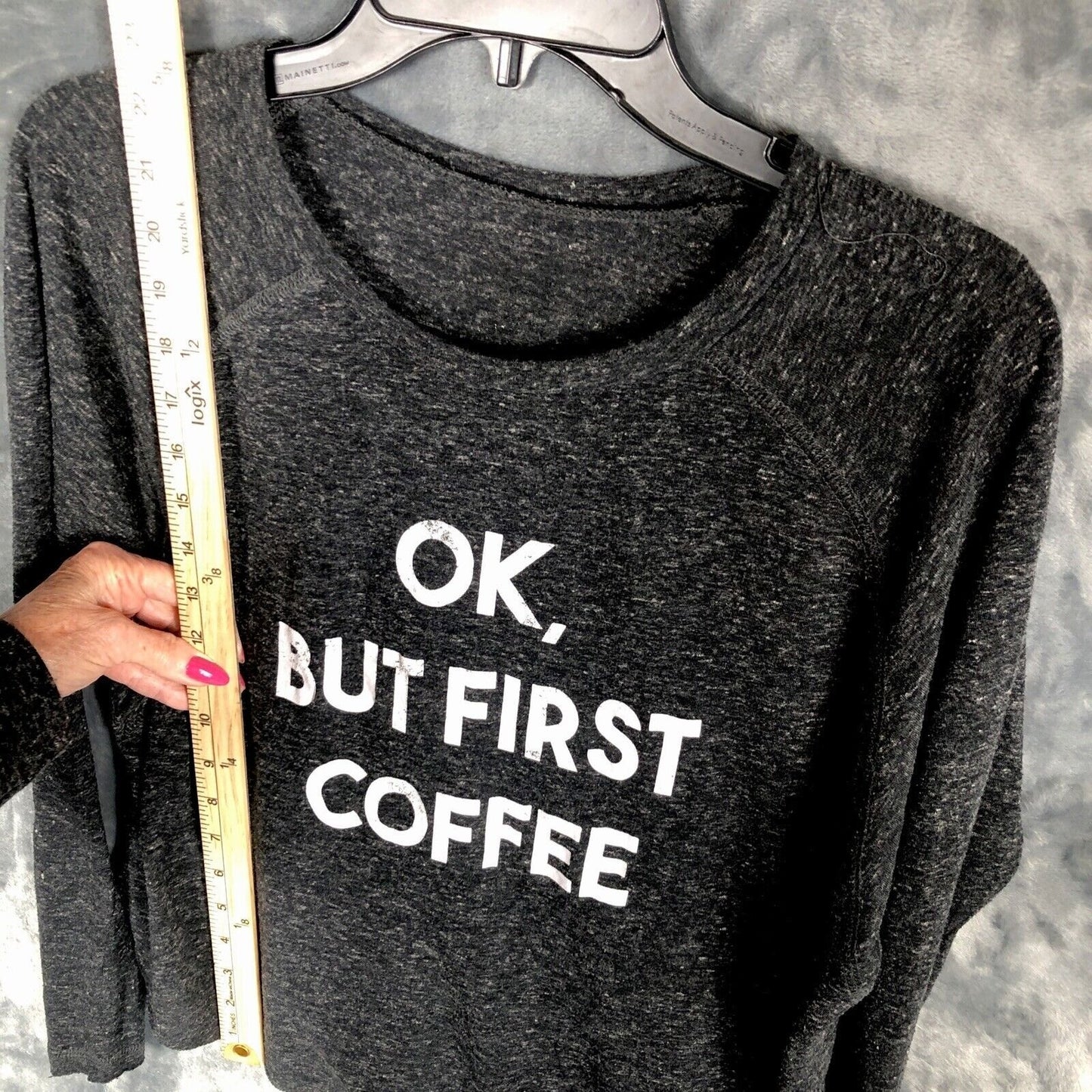 Womans Funny Coffee T Shirt "Ok But First Coffee" Shirt Womens Long Sleeve Top