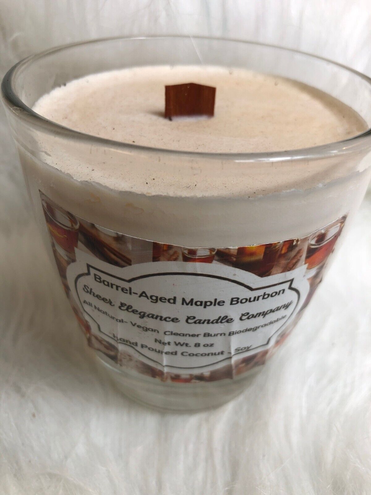 Barrel-Aged Maple Bourbon Candle 8 Oz By Sheer Elegance Candle Co. Hand Poured A