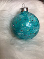 Handmade Glittery Aqua Christmas Ornament With Silver Cap