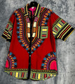 African Fabrics Floral Red Yellow Blue Indigo Stylish Top Blouse Women 2 X-Large