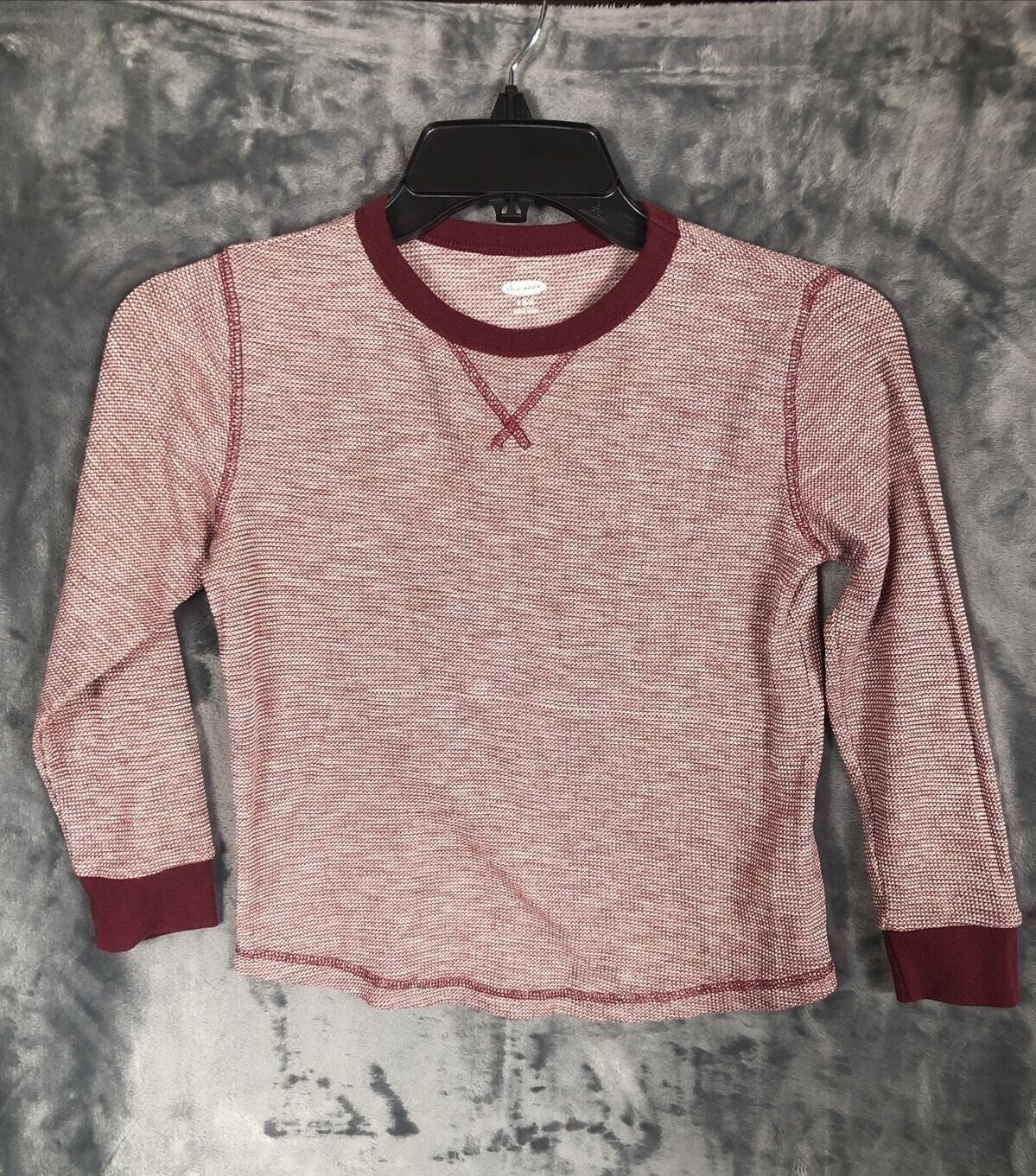 Old Navy Boys Long Sleeve Thermal Shirt Size S 6-7 Red & White Cotton Blend Casu