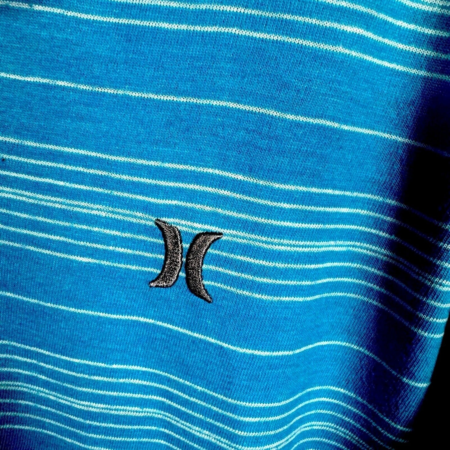 Hurley Mens Polo Blue Striped Shirt Medium