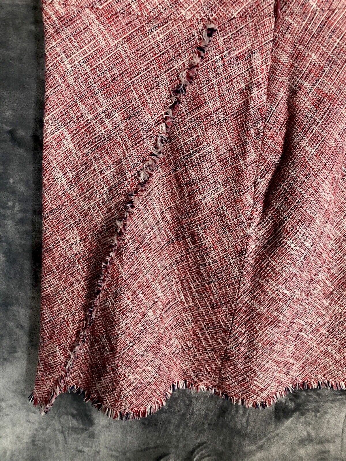 Banana Republic Fringe Skirt Tweed Womens A Line Lined Faux Wrap Size 12