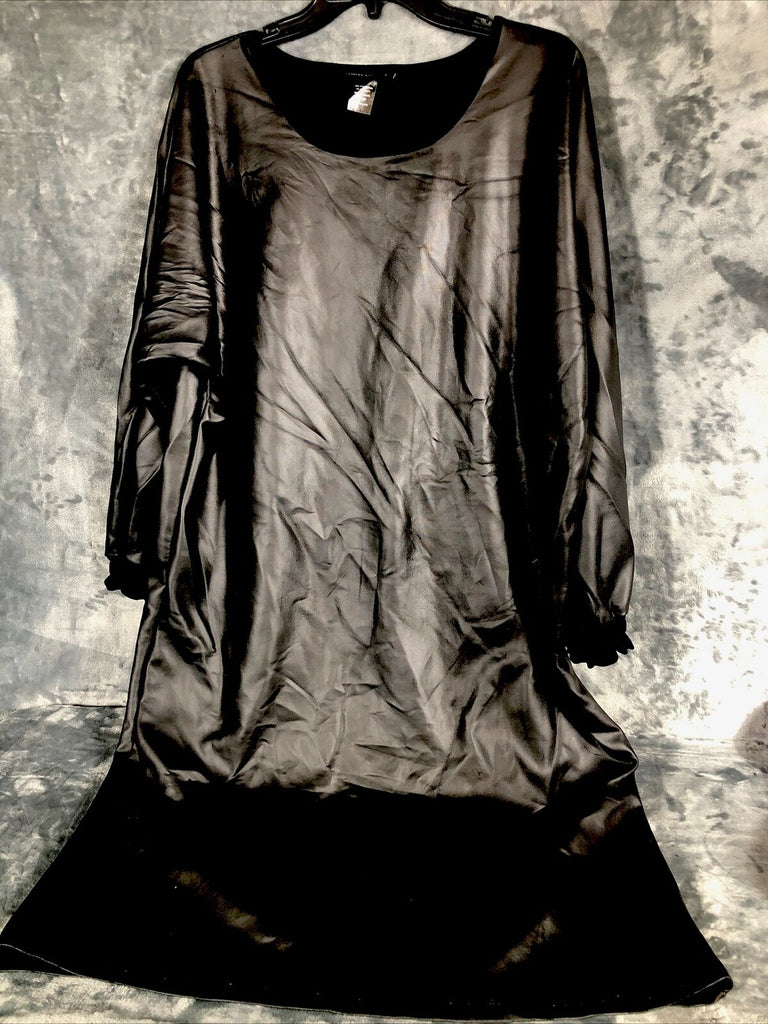 Ashley Stewart Dress Black Spandex Faux Leather Stretch Dress Size Adult 18/20