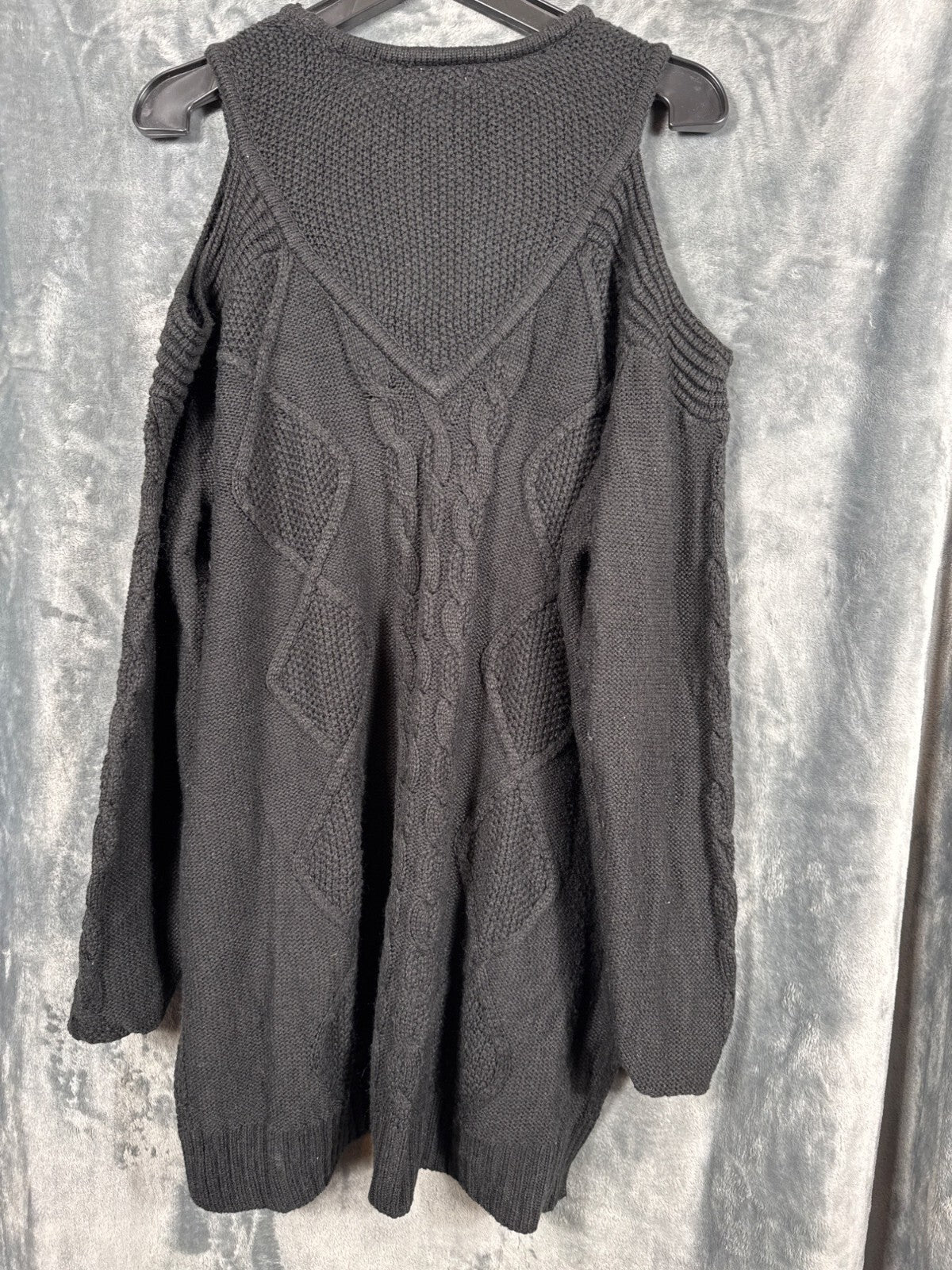 Kate & Mallory Womens Black Cold Shoulder Knit Sweater Size 1X