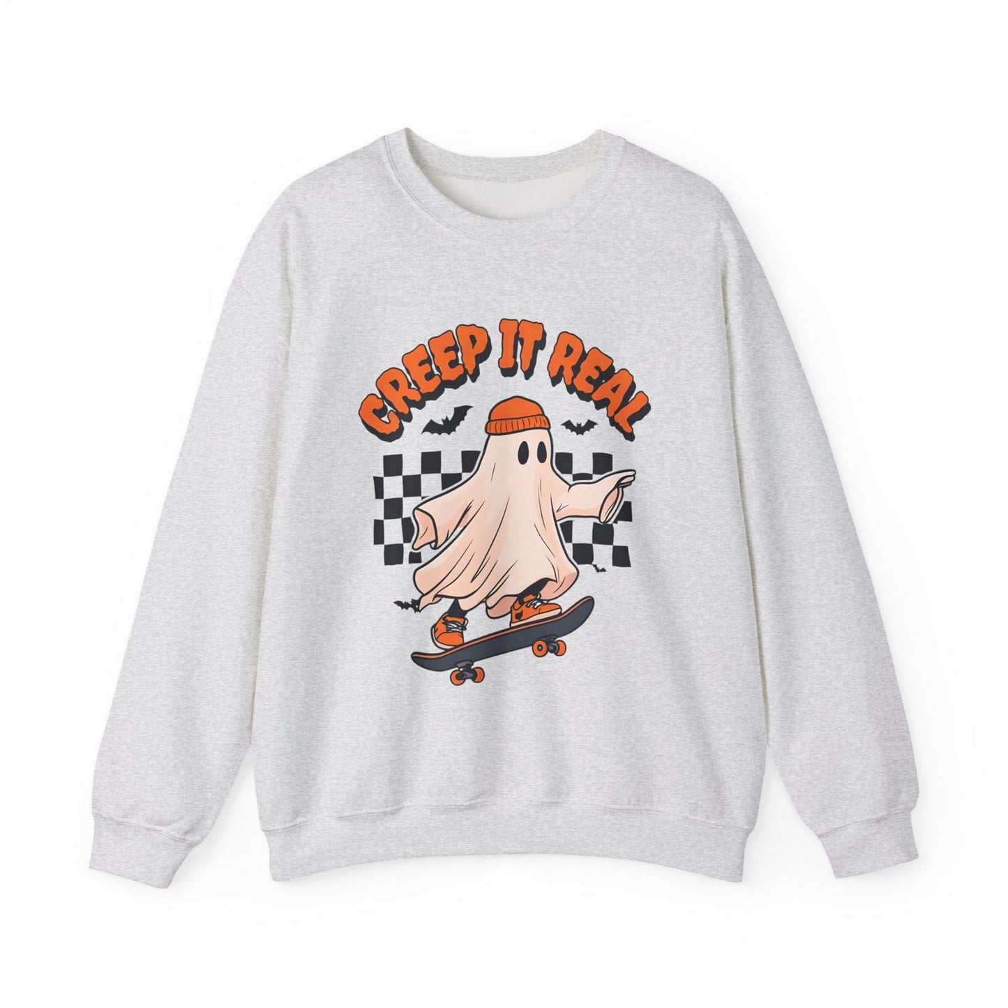 Womans Sweatshirt Creap It Real Funny Halloween Ghost Pullover Shirt