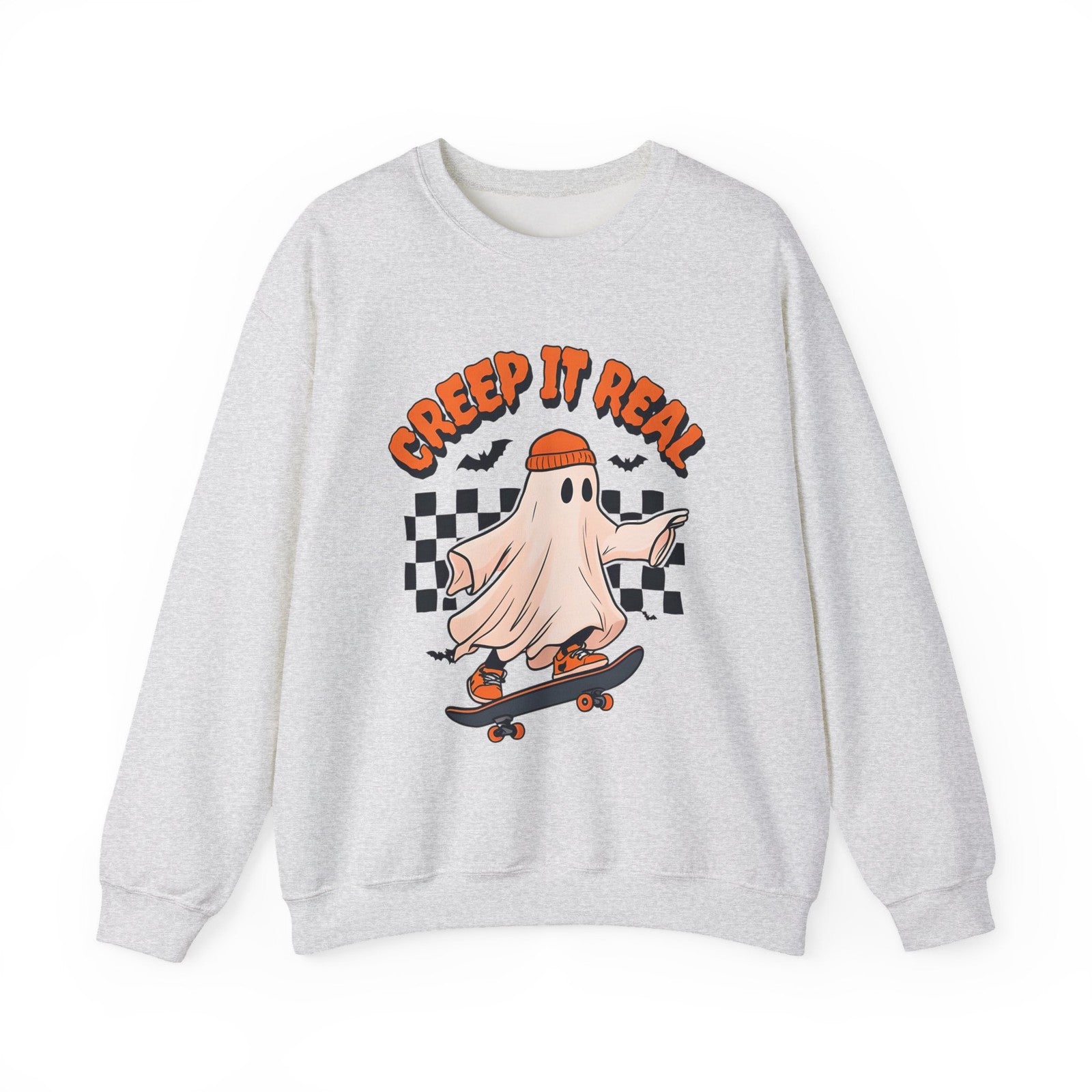 Womans Sweatshirt Creap It Real Funny Halloween Ghost Pullover Shirt