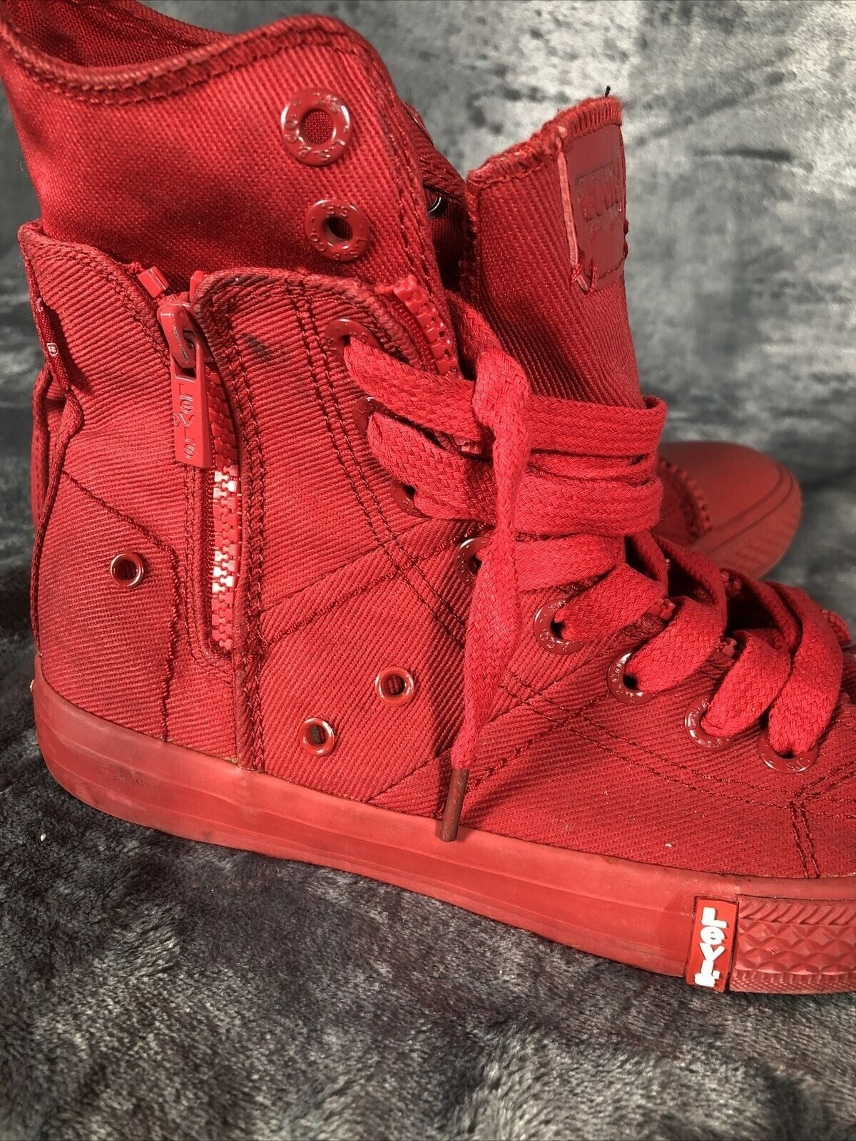 Levis Red High-Top Sneakers With Laces & Zippers Size 9