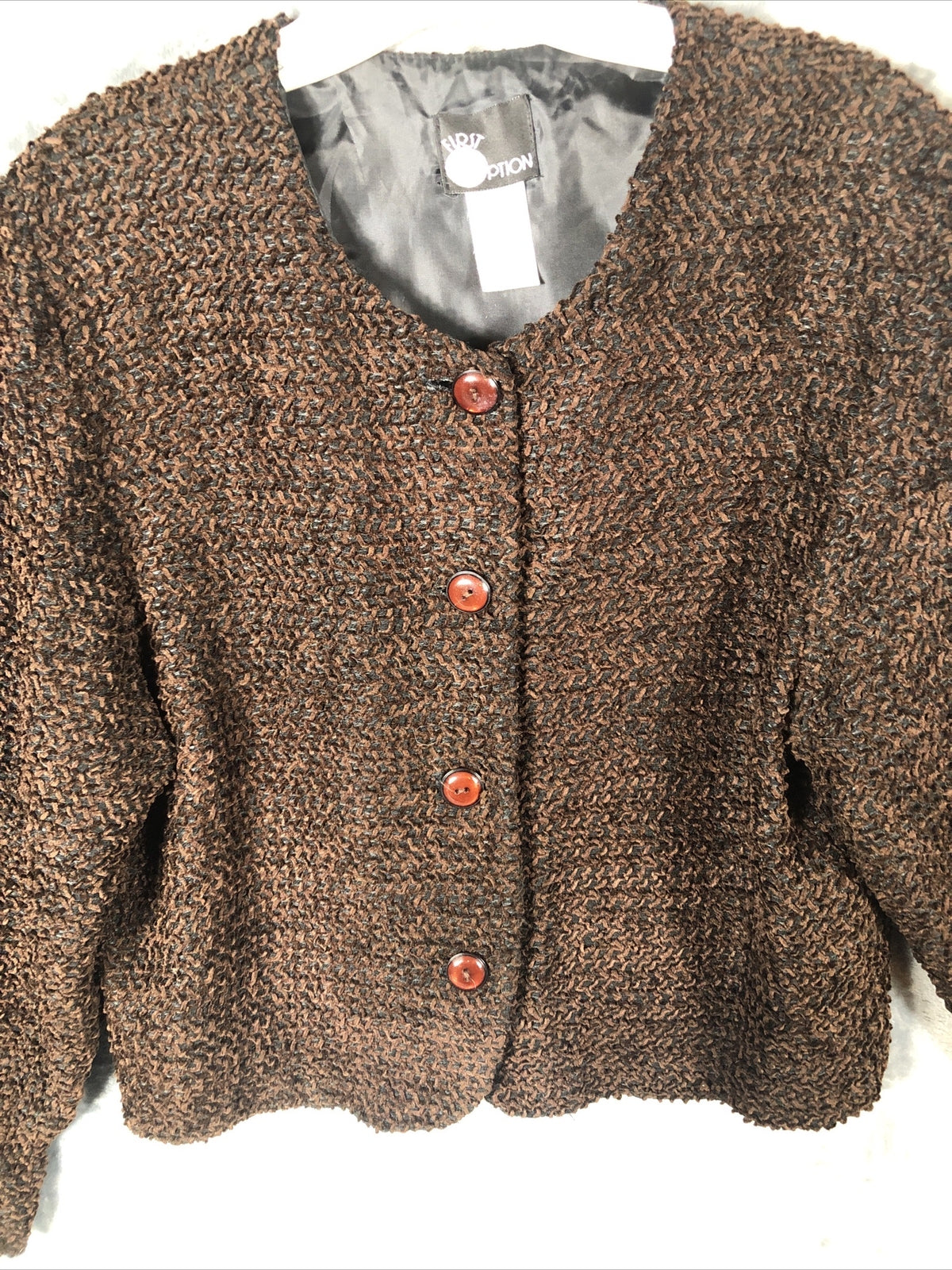 First Options Women’s Jacket Brown Button Up Adult Size Medium