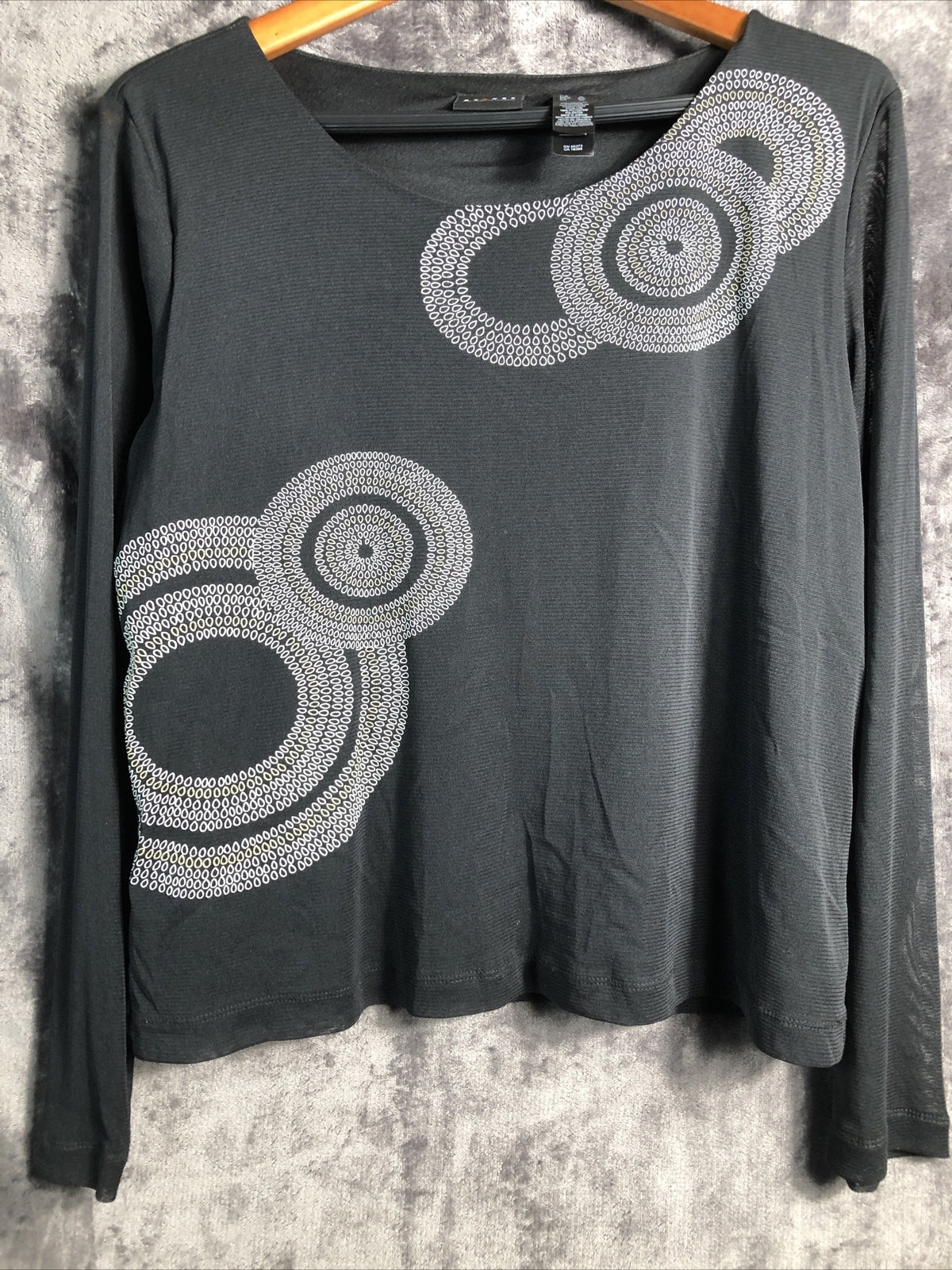 Axcess Women’s Blouse Black Gold Sliver Double Lining Size X-Large