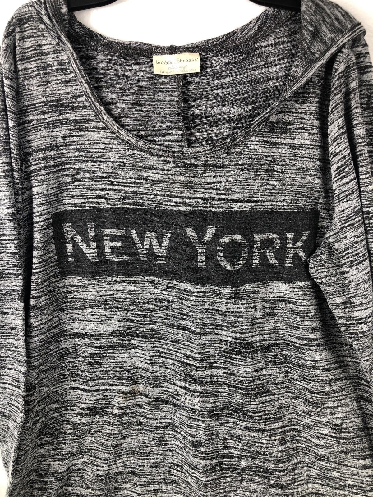 Bobbie Brooks New York Graphic Plus Size 1X Long Sleeve Top