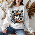 Womans Sweatshirt Halloween Gift Retro Ghost Shirt  Floral Cozy Cottagecore Top