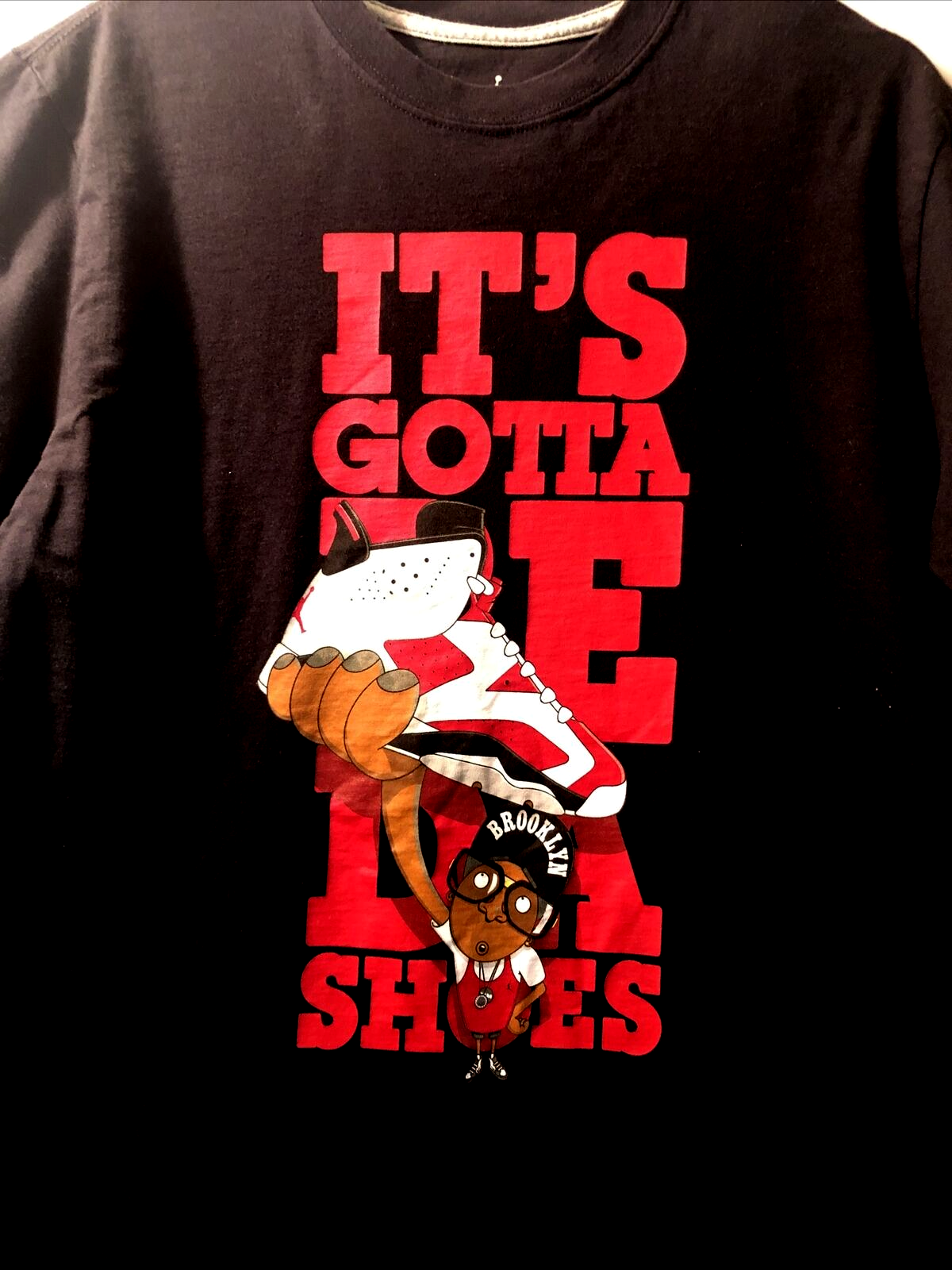 Nike Air T Shirt Mens Size Large Brooklyn  Black Red Short Sleeve Shirt