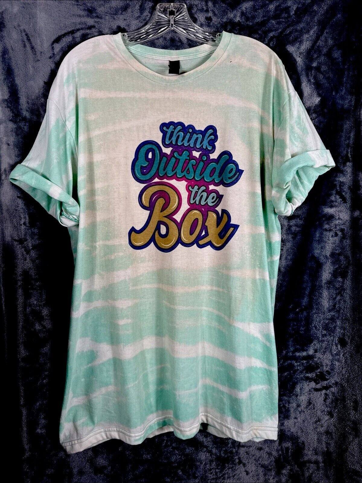 Think Outside The Box Gildan Softstyle Graphic T-Shirt XL Tie-Dye Green/White