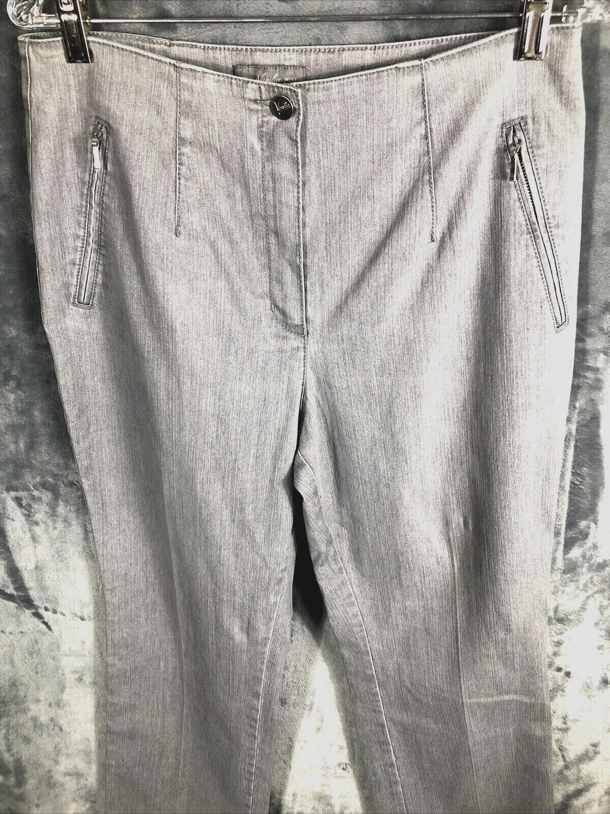 Jacky Vanilia Becky Woman's Gray Denim Trouser Pants Size 14 With Zip