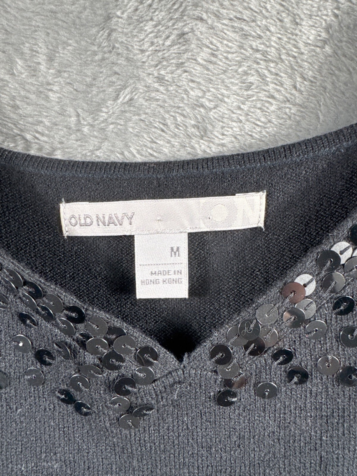 Old Navy Black Sequin Embellished Knit Tank Top Womens M