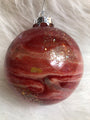 Marbled Red Christmas Ornament With Glitter Accents - Festive Holiday Decoration