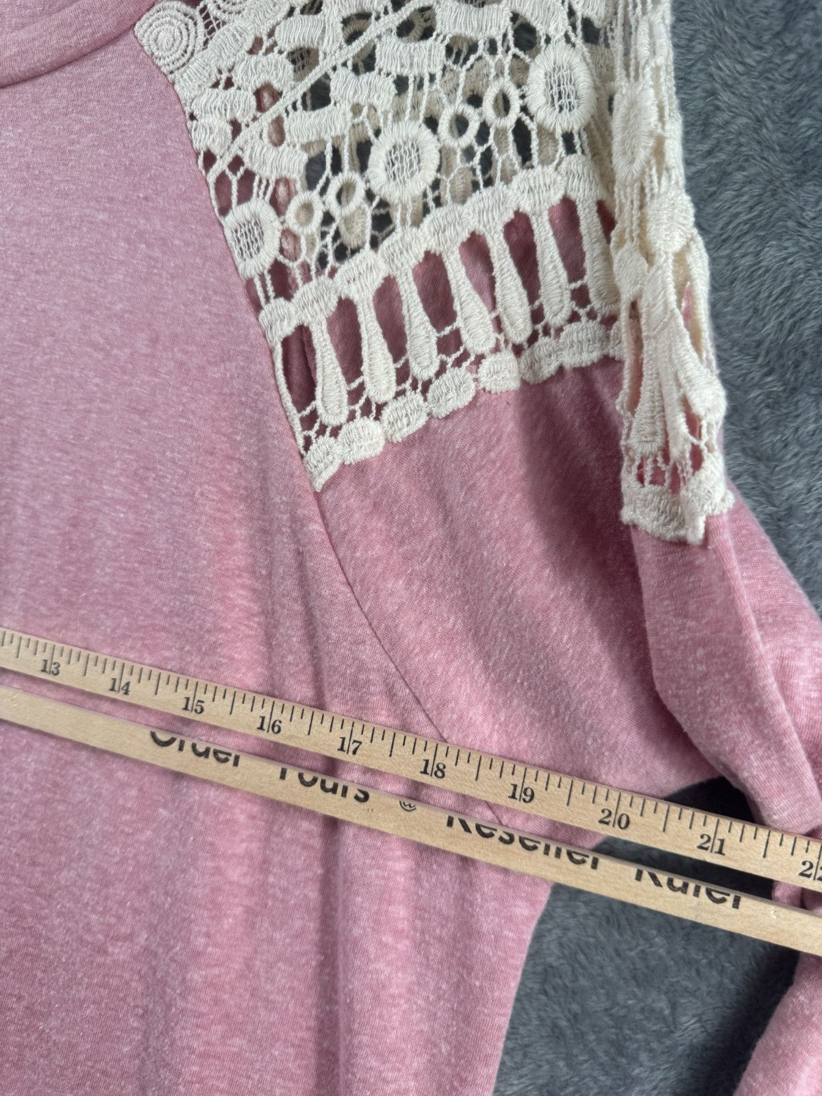 Lovely Melody Womens Long Sleeve Pink Top With Lace Details