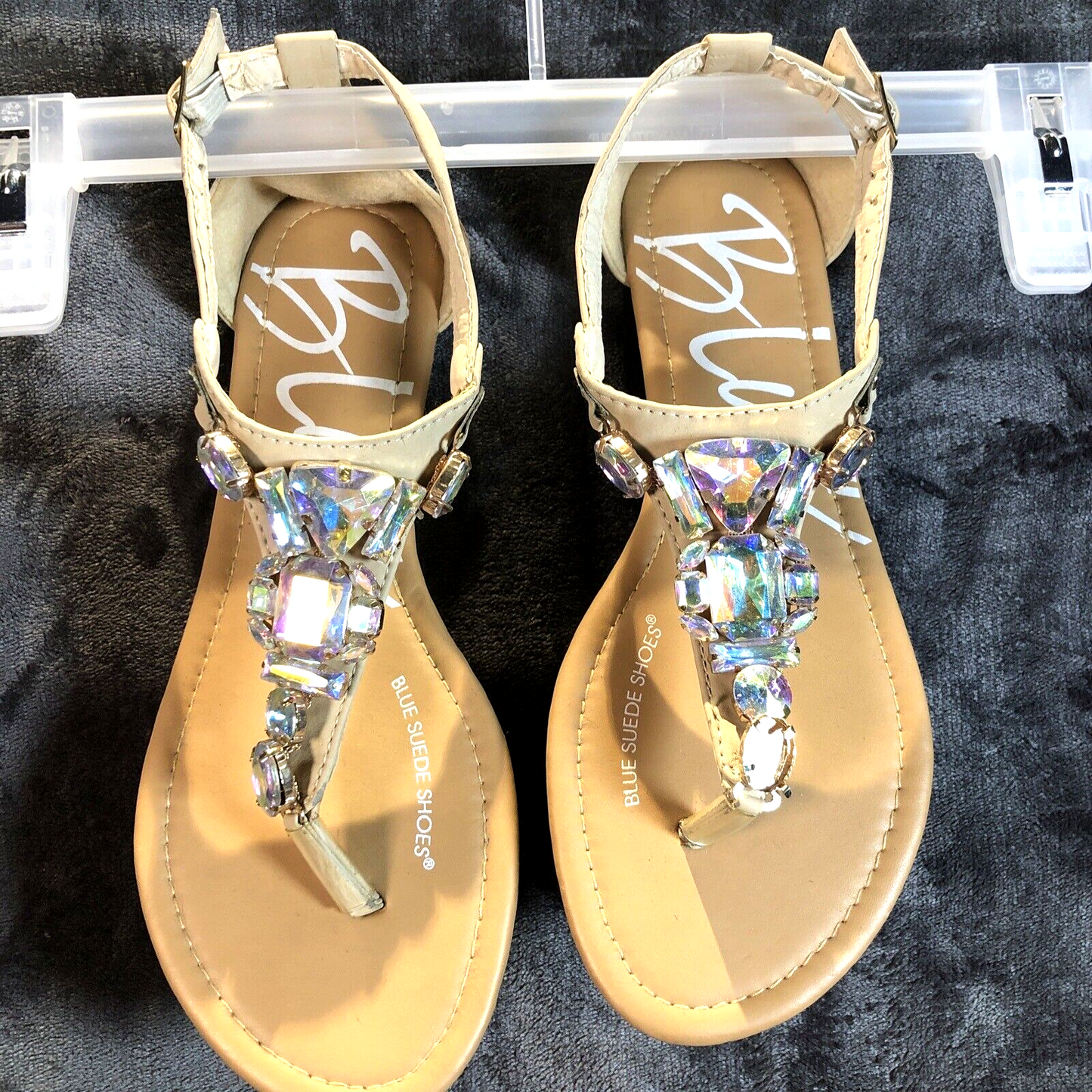 Sandals Woman's Krystal Blue Suede Shoes Women’s  Size 9