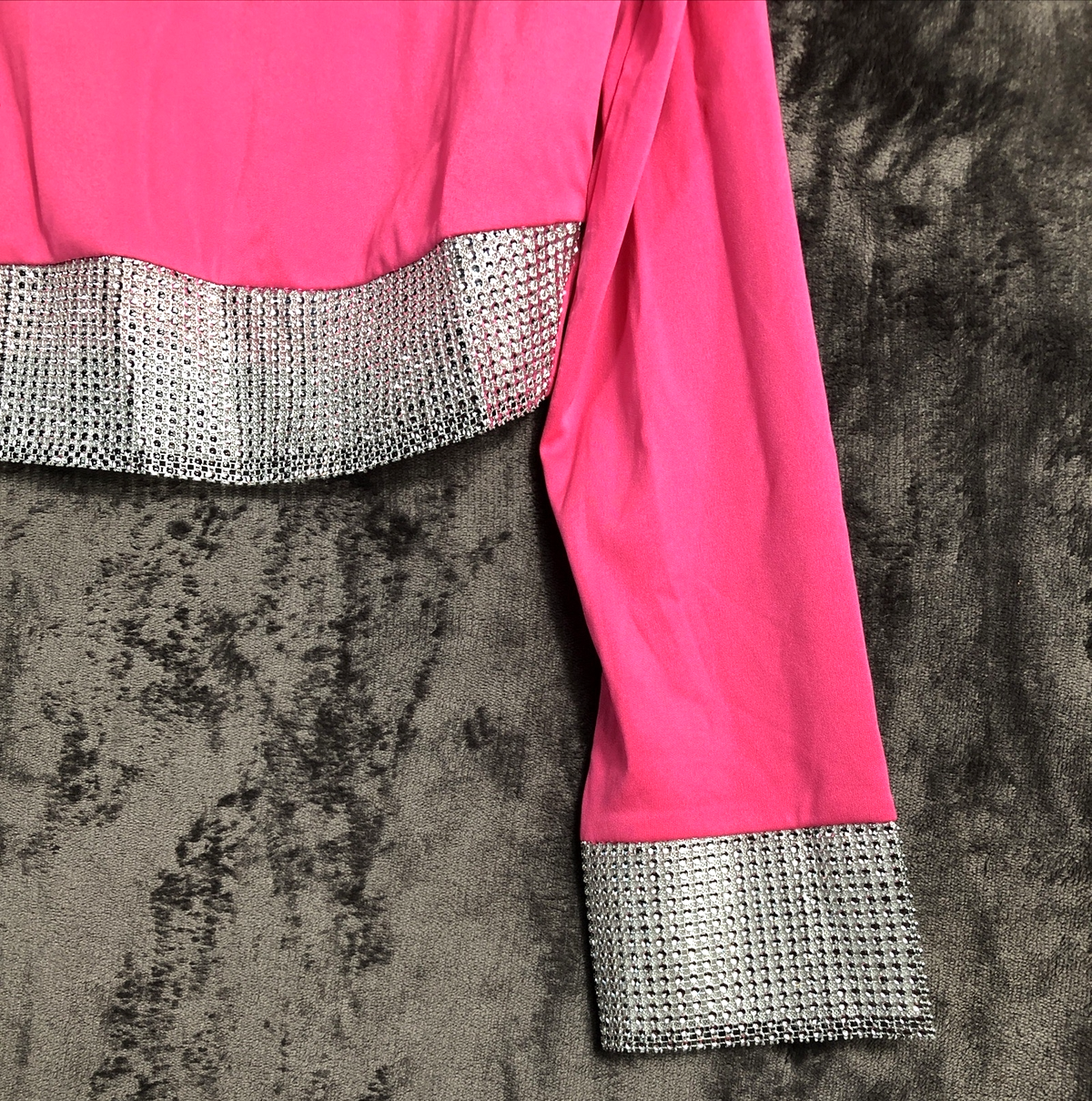 Womans 2 Peace Set Hot Pink Sliver Sparkle Size XL Spandex Club Dance Nitelife