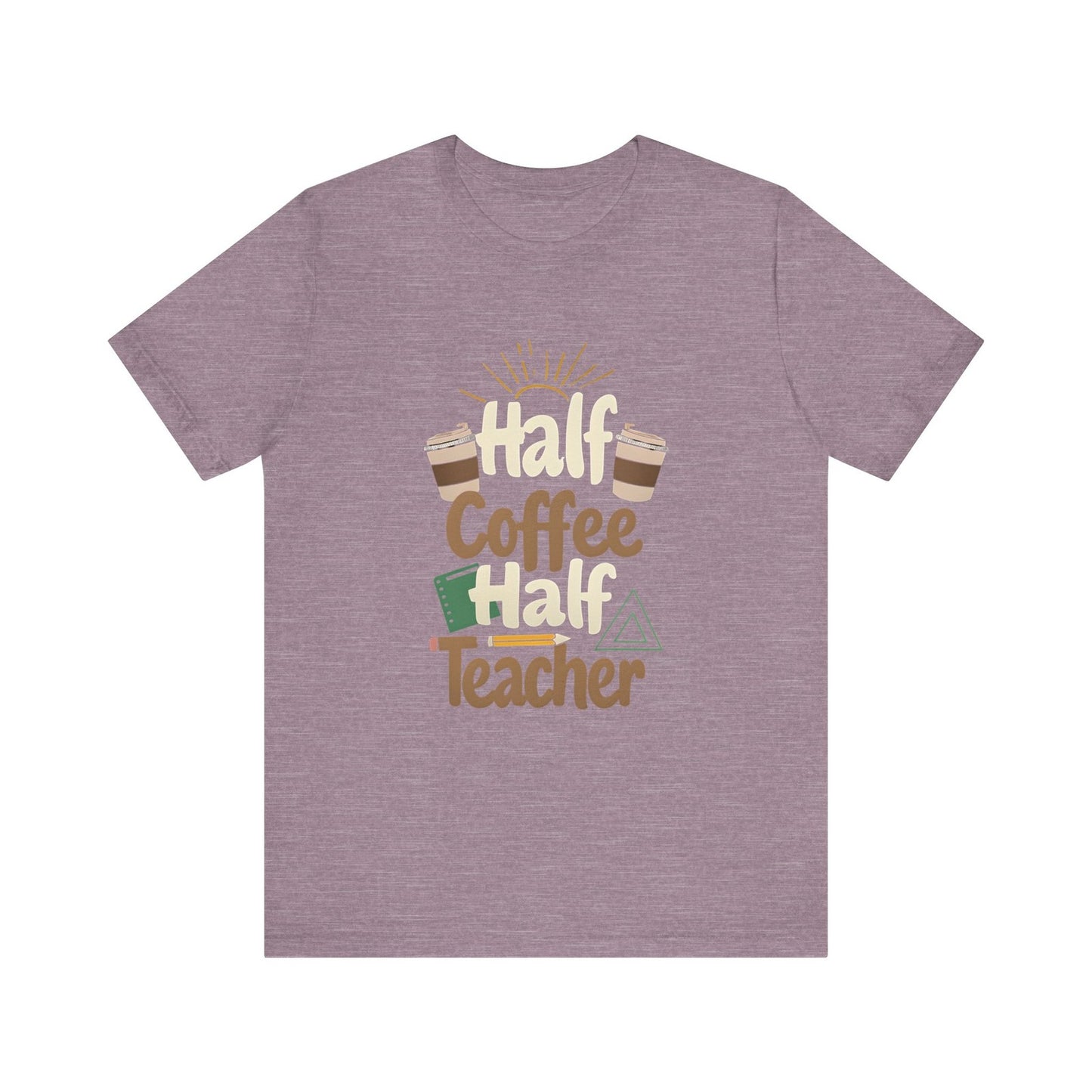 Womans T Shirt Half Teacher Half Coffee Top Retro Cute Teacher Gift 
