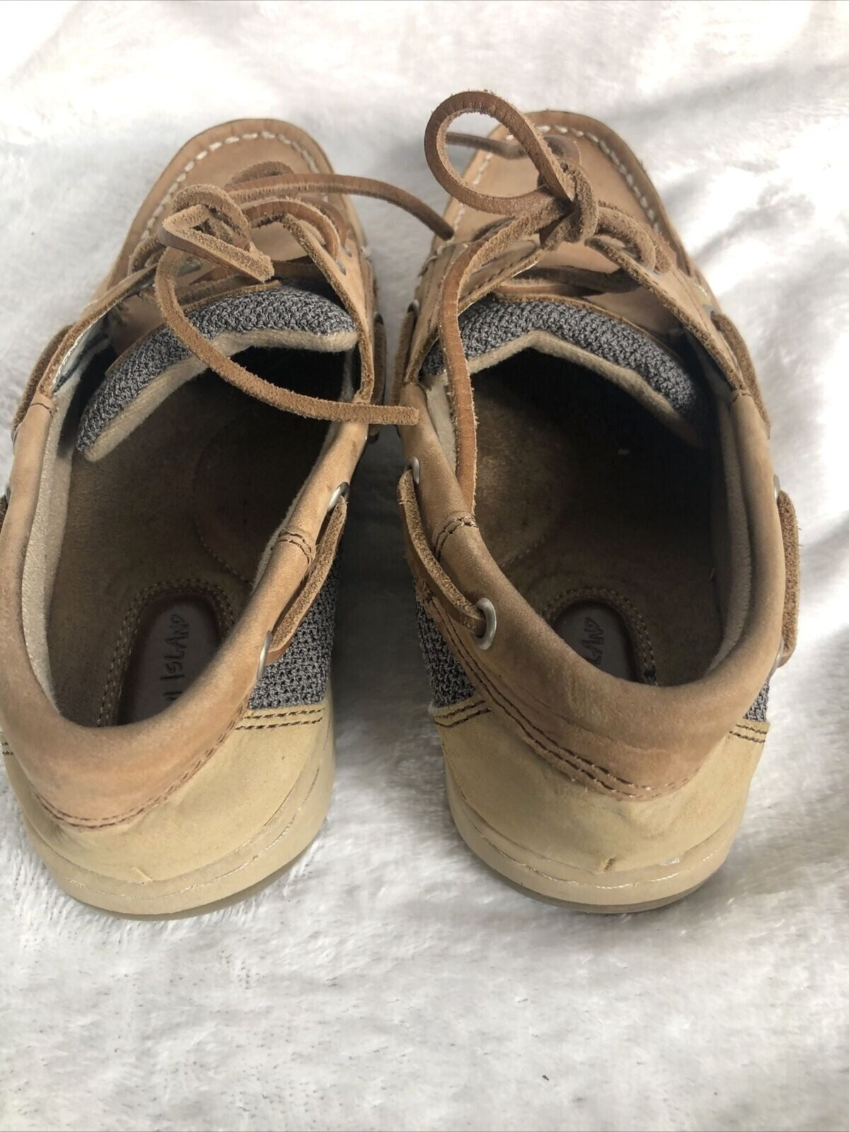 Maui Island Womens Tan Shoes Leather Casual Boat Boat Shoes Size 6 M
