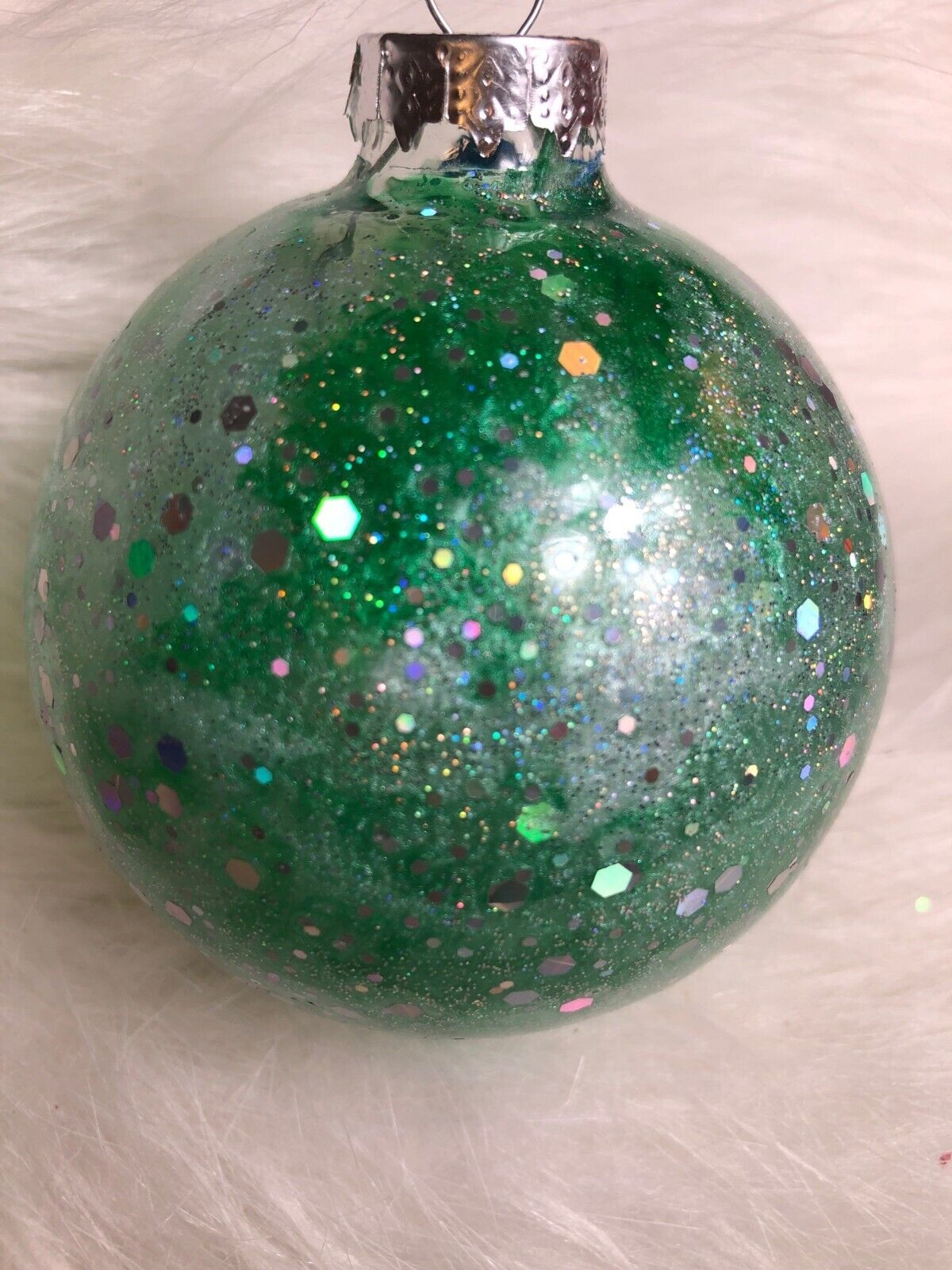 Green Glittery Christmas Tree Ornament Bauble