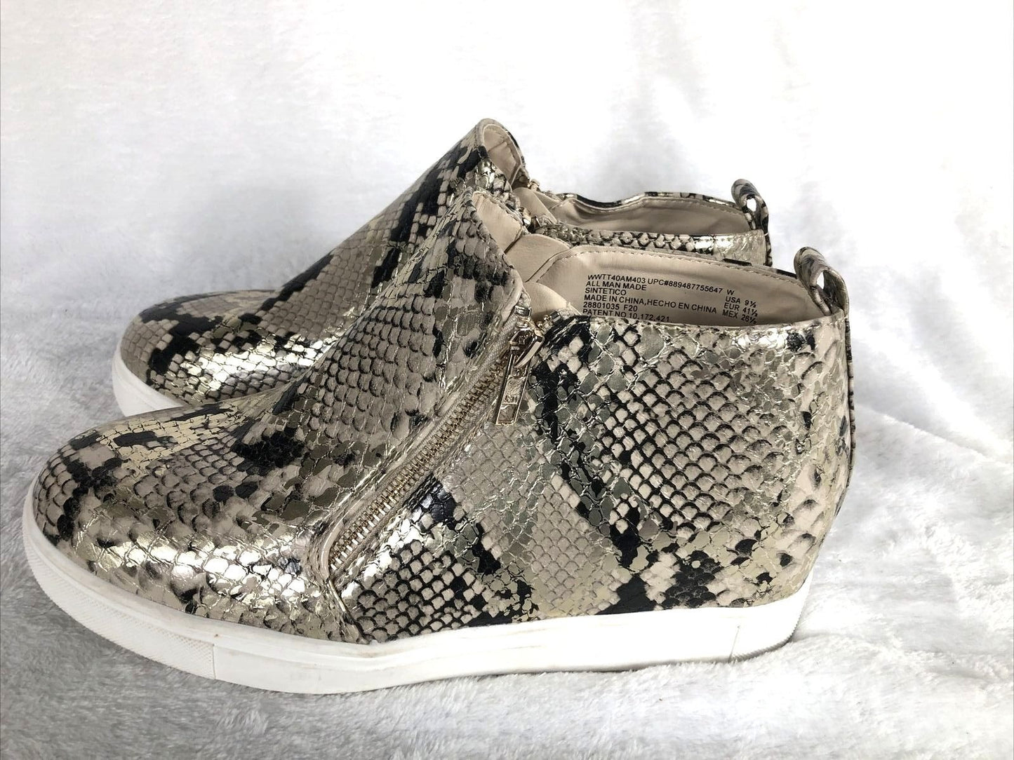 Metallic Time And True Faux Snake Skin Women’s Shoes 2 Zippers  Size 9 1/2