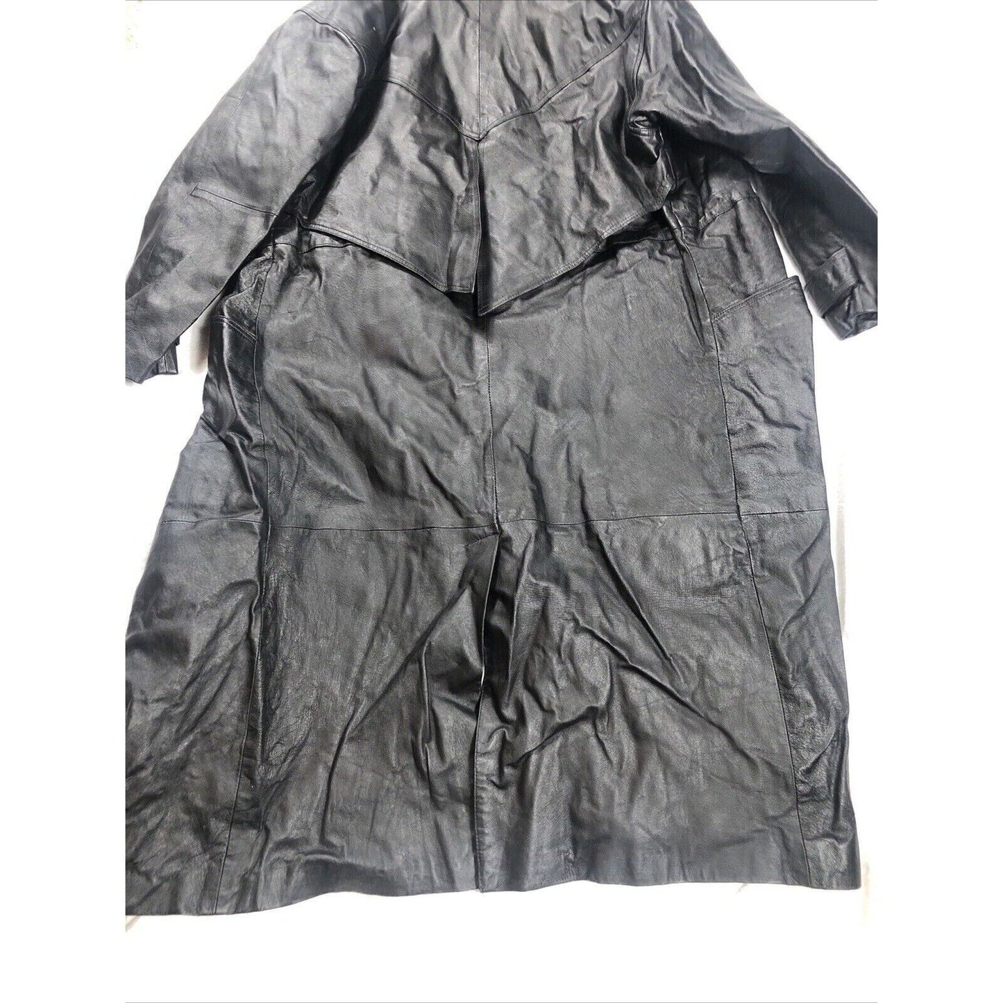 BB Dakota Coat Woman’s Leather Hooded Trench Coat Adult Medium Black