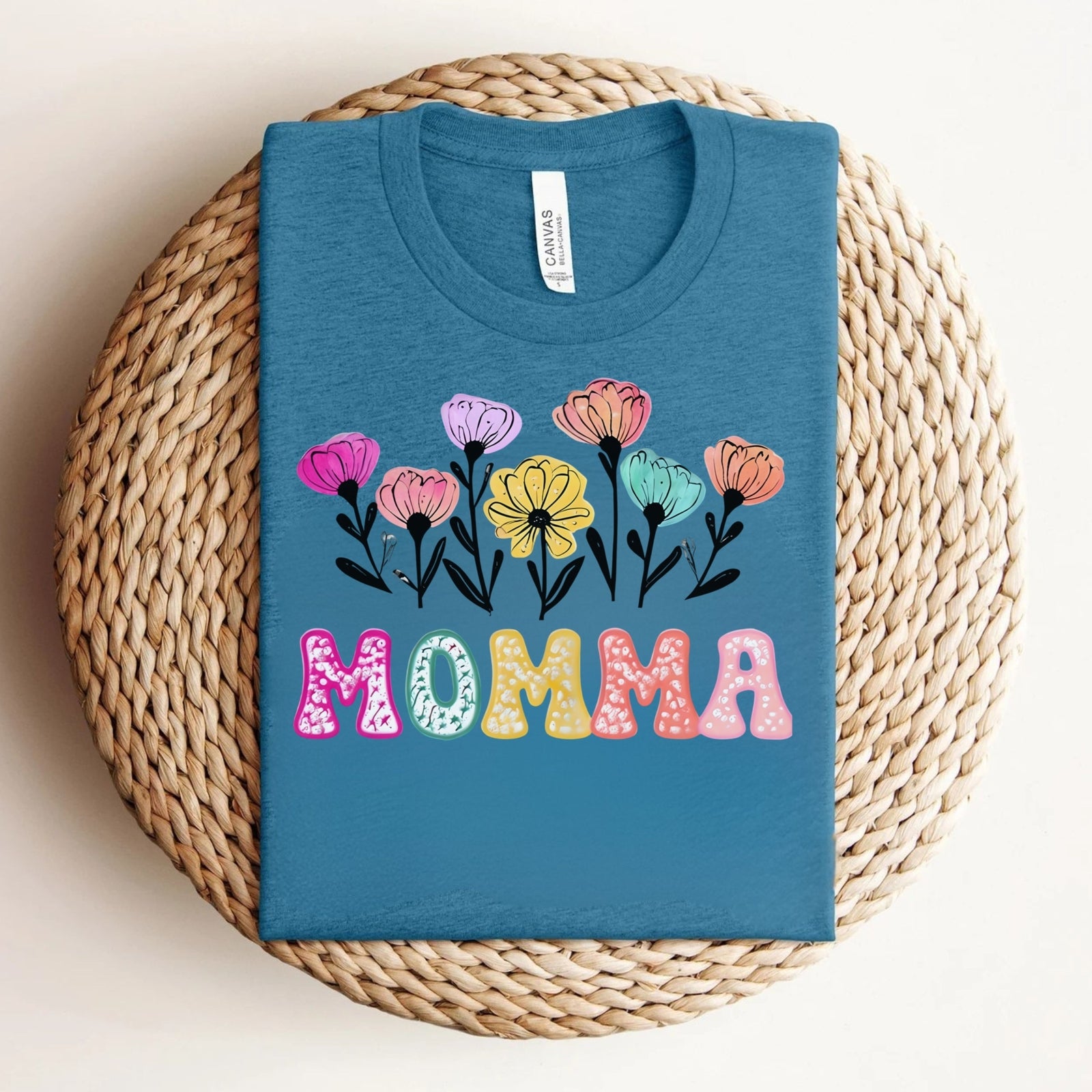 Womans T Shirt Floral Momma Tee Perfect for Mothers Day Gift Birthday Surprise