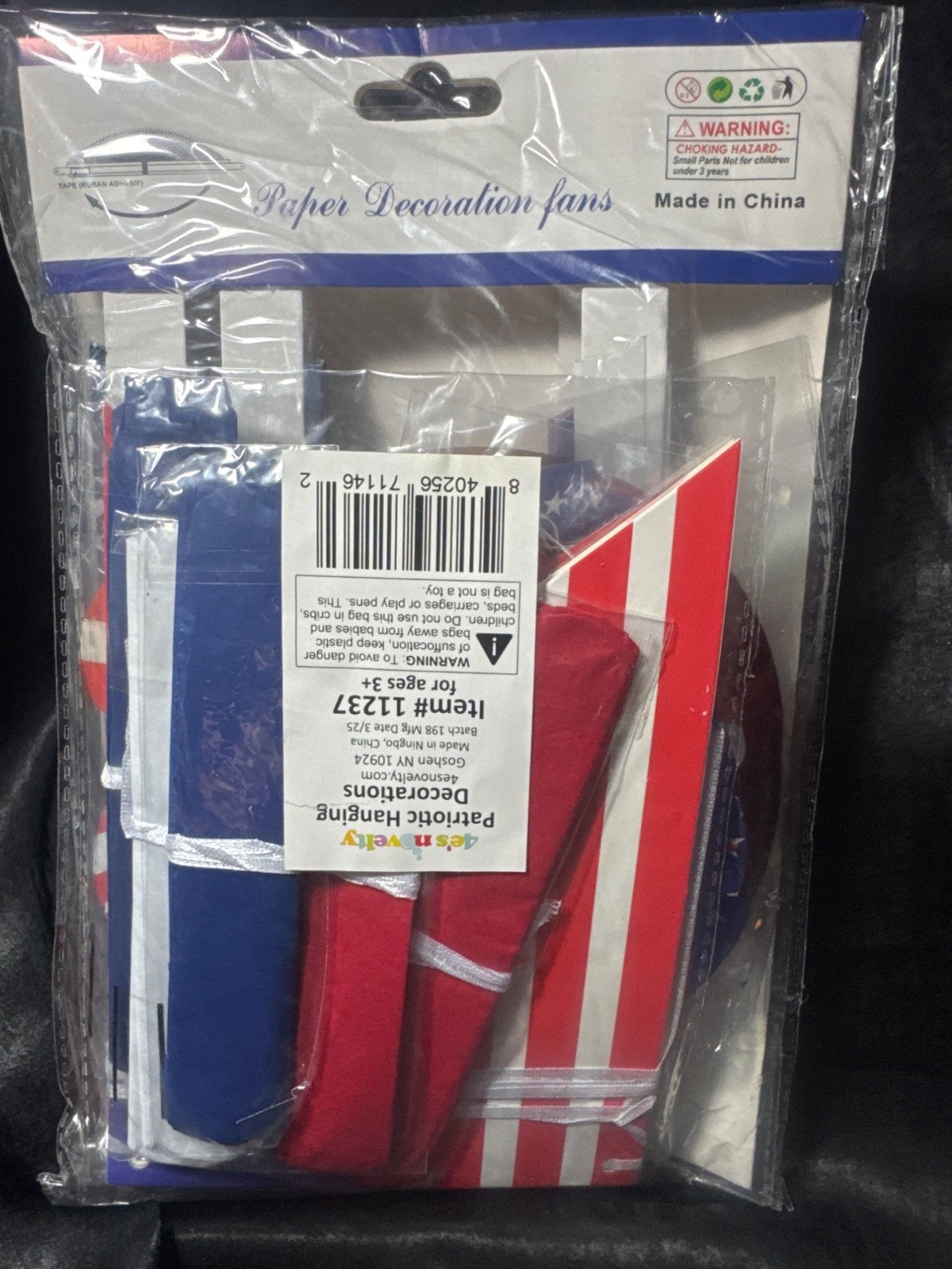 Patriotic Hanging Paper Fans Decoration Set - Red White & Blue - 2 Pcs 16" 2 Pcs