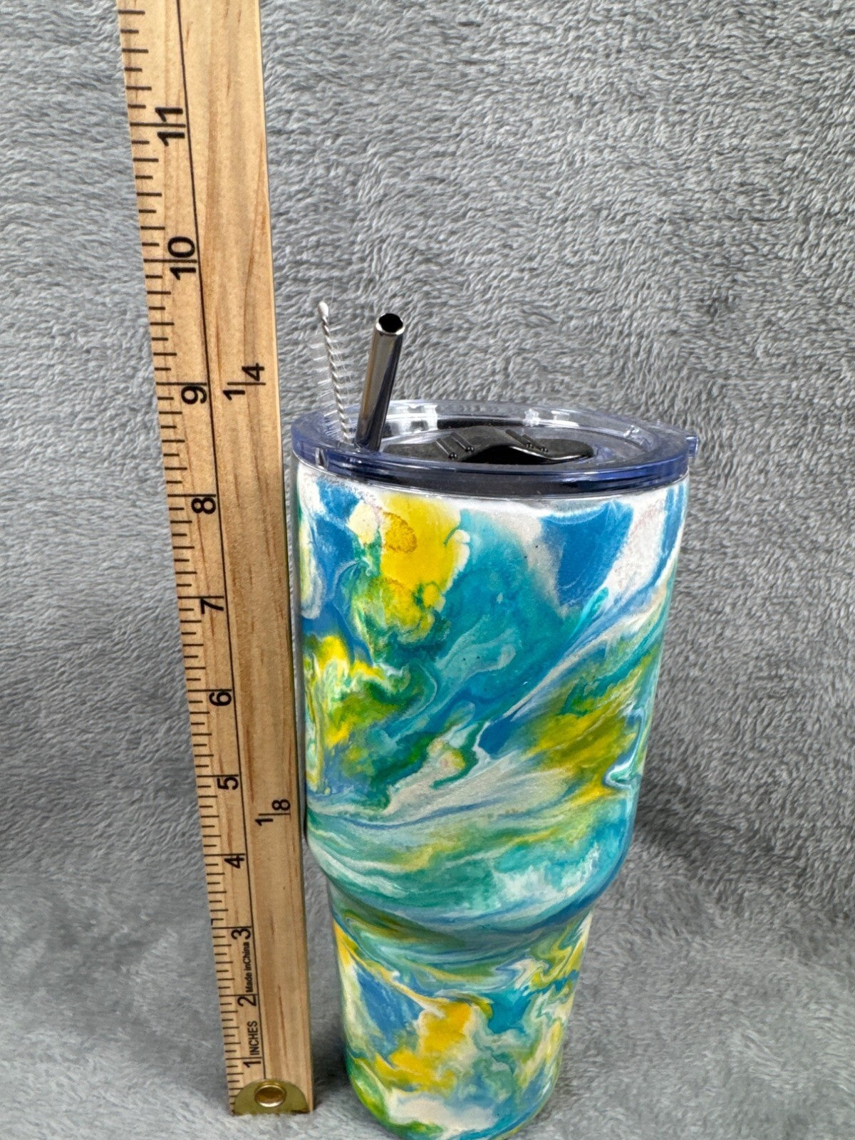 Alcohol Ink Cup 32 oz Stainless Steel Tumbler With Lid & Straw