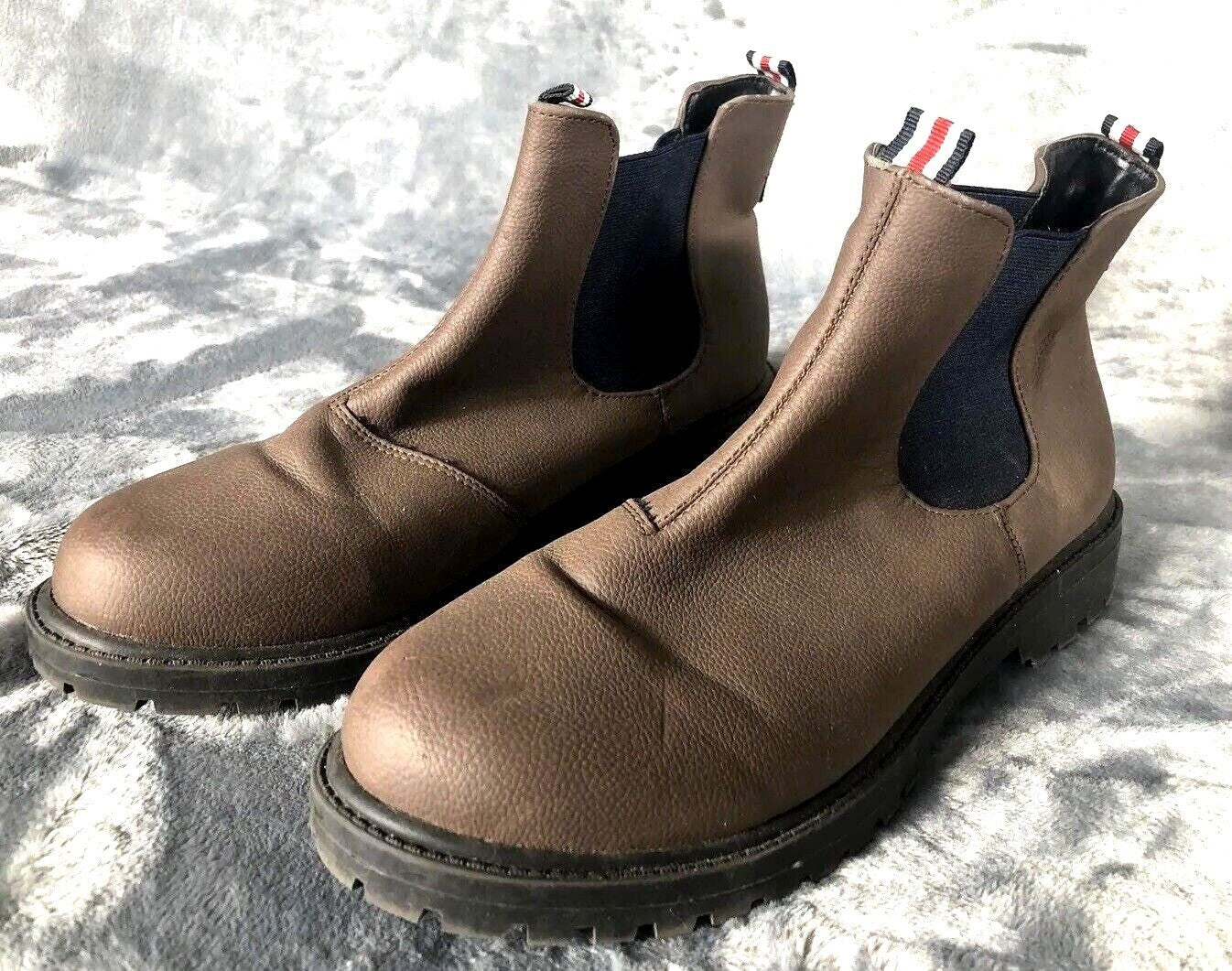 Brown Chelsea Ankle Boots Mens With Elastic Side Panels & Tricolor Tabs