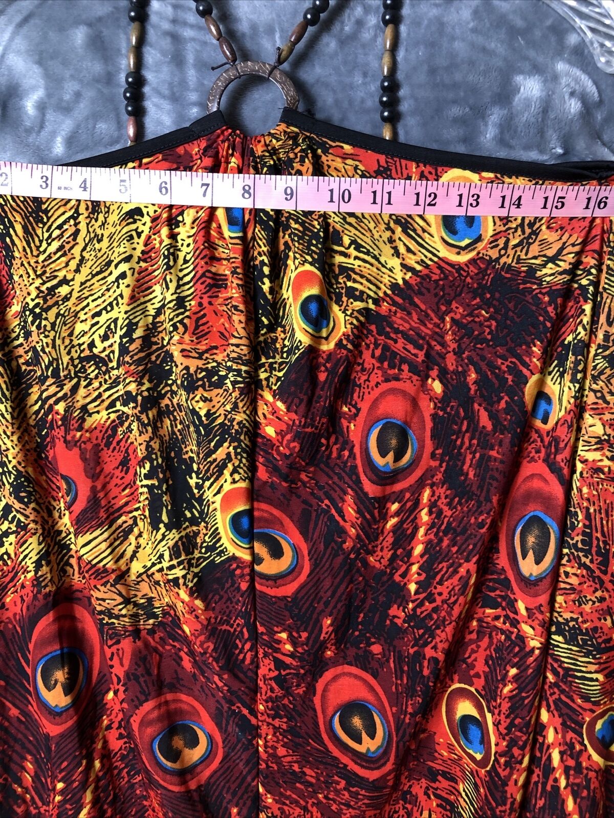 Beaded Tank Top , With Peacock Print, Women’s Size M