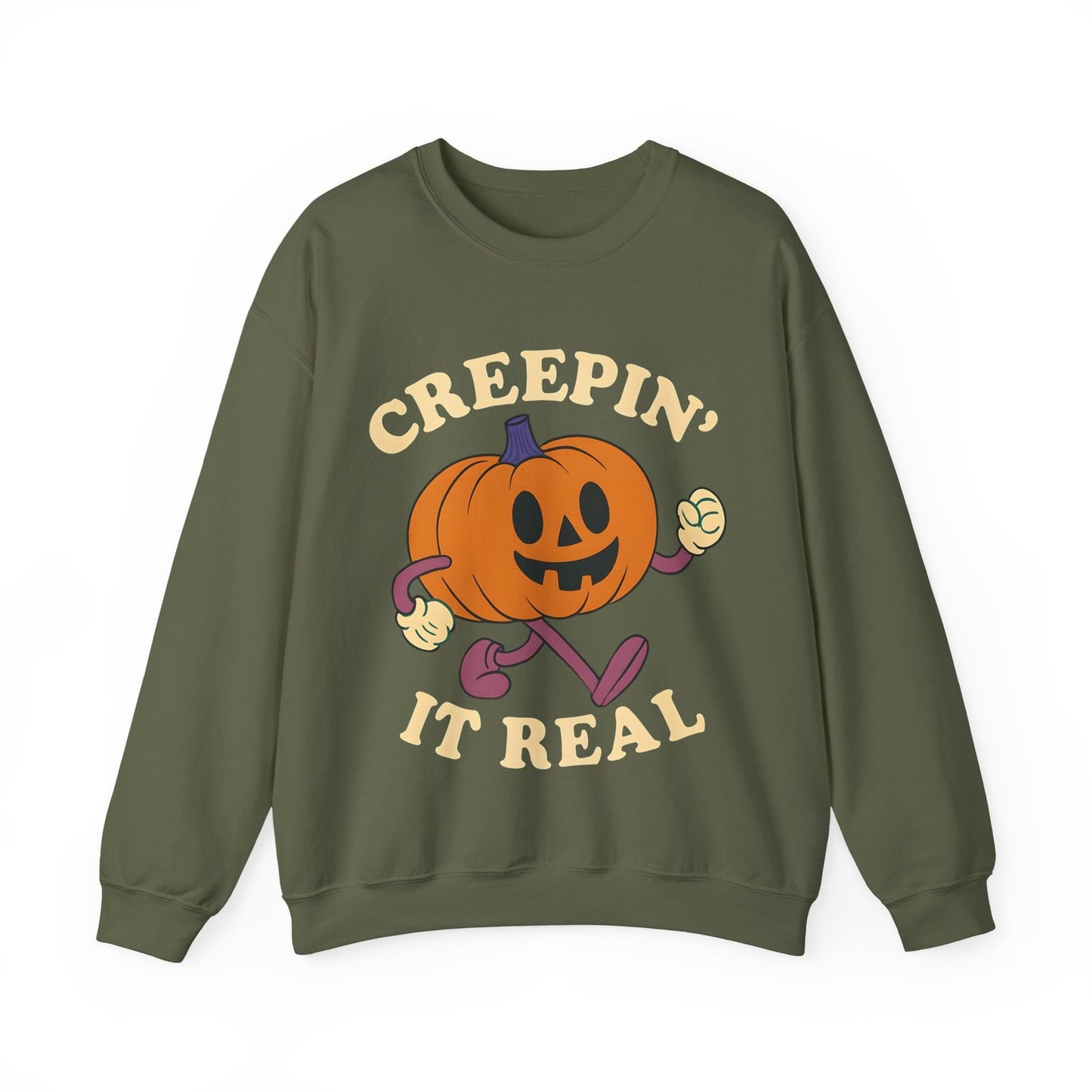 Womans Sweatshirt  Fun Creeping It Real Halloween Top Funny Ghost Pullover Shirt