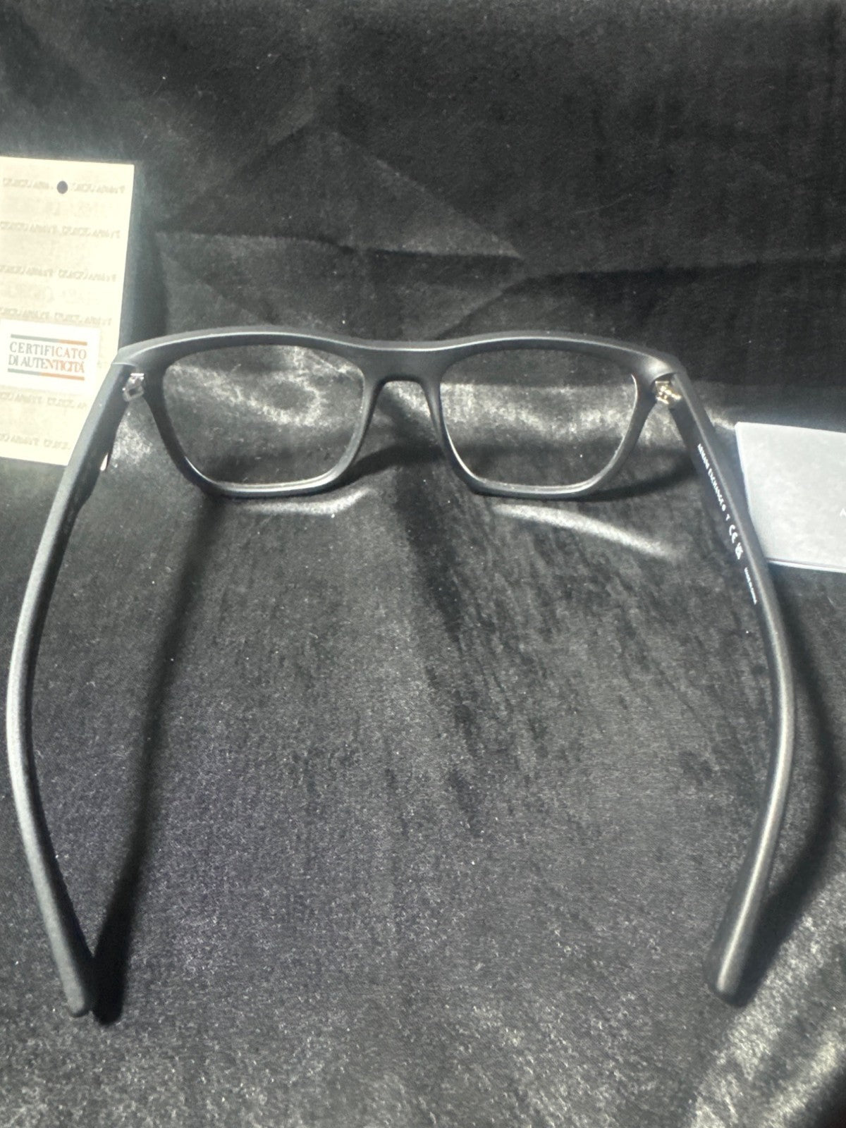 AX Armani Exchange Matte Black Demo Lens Eyeglasses With Case & Certificate Of A