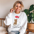 Valentines Day Womans Sweatshirt Love In The Air Cute Cats & Red Hearts