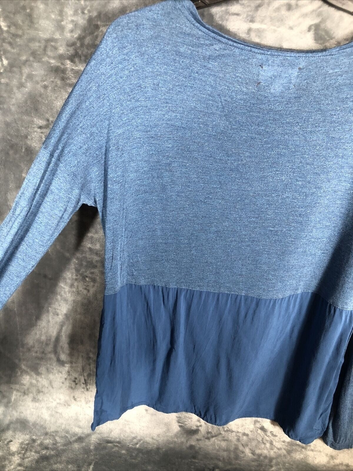 Lou & Grey Womens Blue Long Sleeve Two-Tone Top Medium