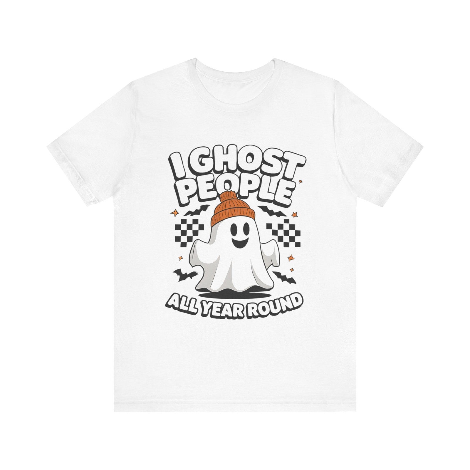 Womans T Shirt I Ghost People All Year Round  Funny Halloween Top Spooky Ghost 