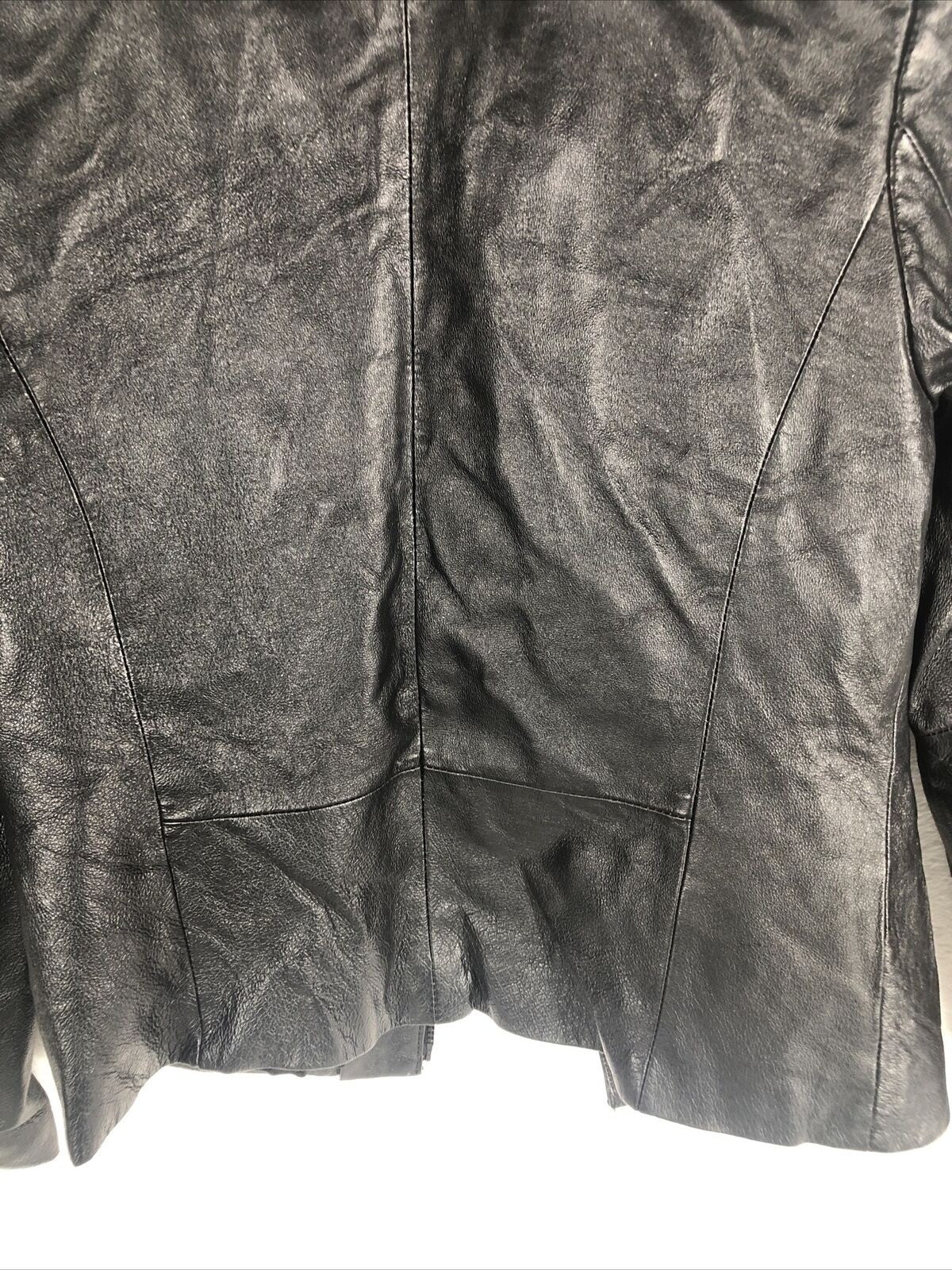 Vintage Clio Petites Black Leather Jacket Size 4 Women’s 100% Leather Moto Style