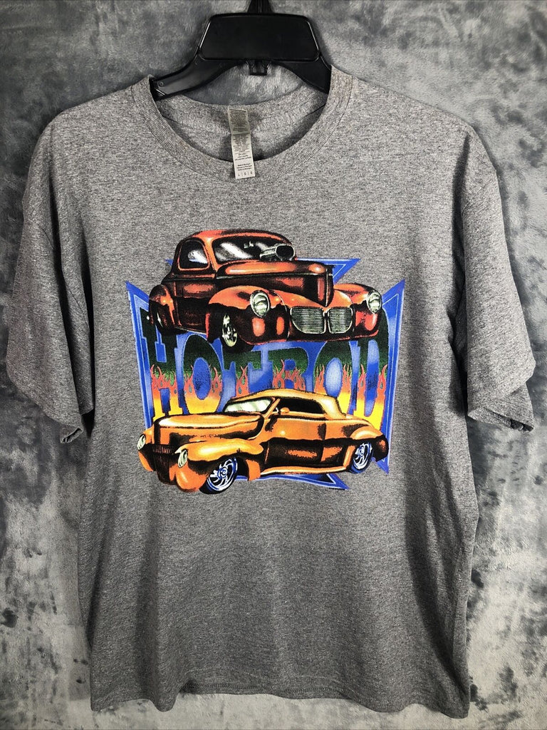 Men’s T-Shirt Hot Rod Gray Size Adult Large Classic Cars Shirt