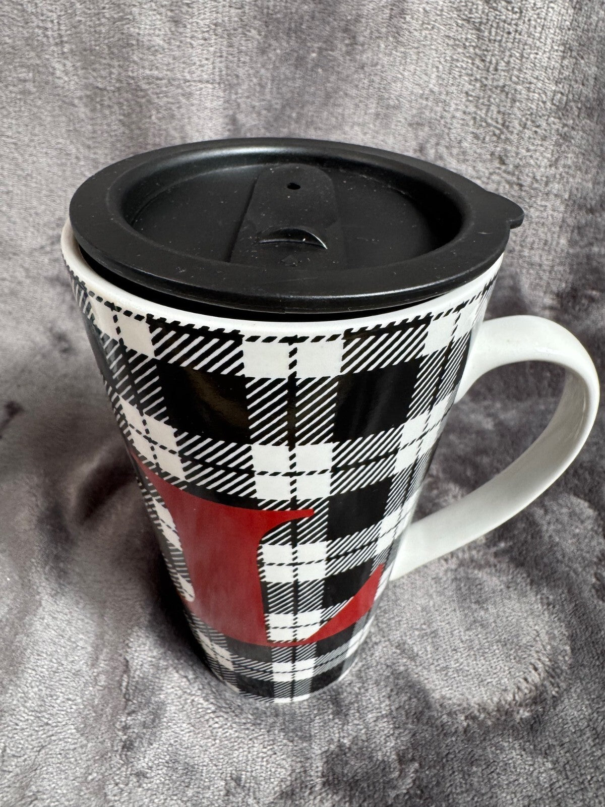 Plaid Latte Mug With Lid By Joyland - Dishwasher & Microwave Safe - 16 Oz Capaci