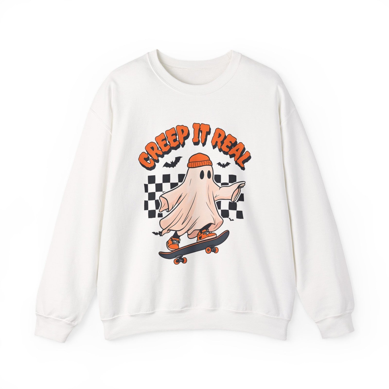 Womans Sweatshirt Creap It Real Funny Halloween Ghost Pullover Shirt