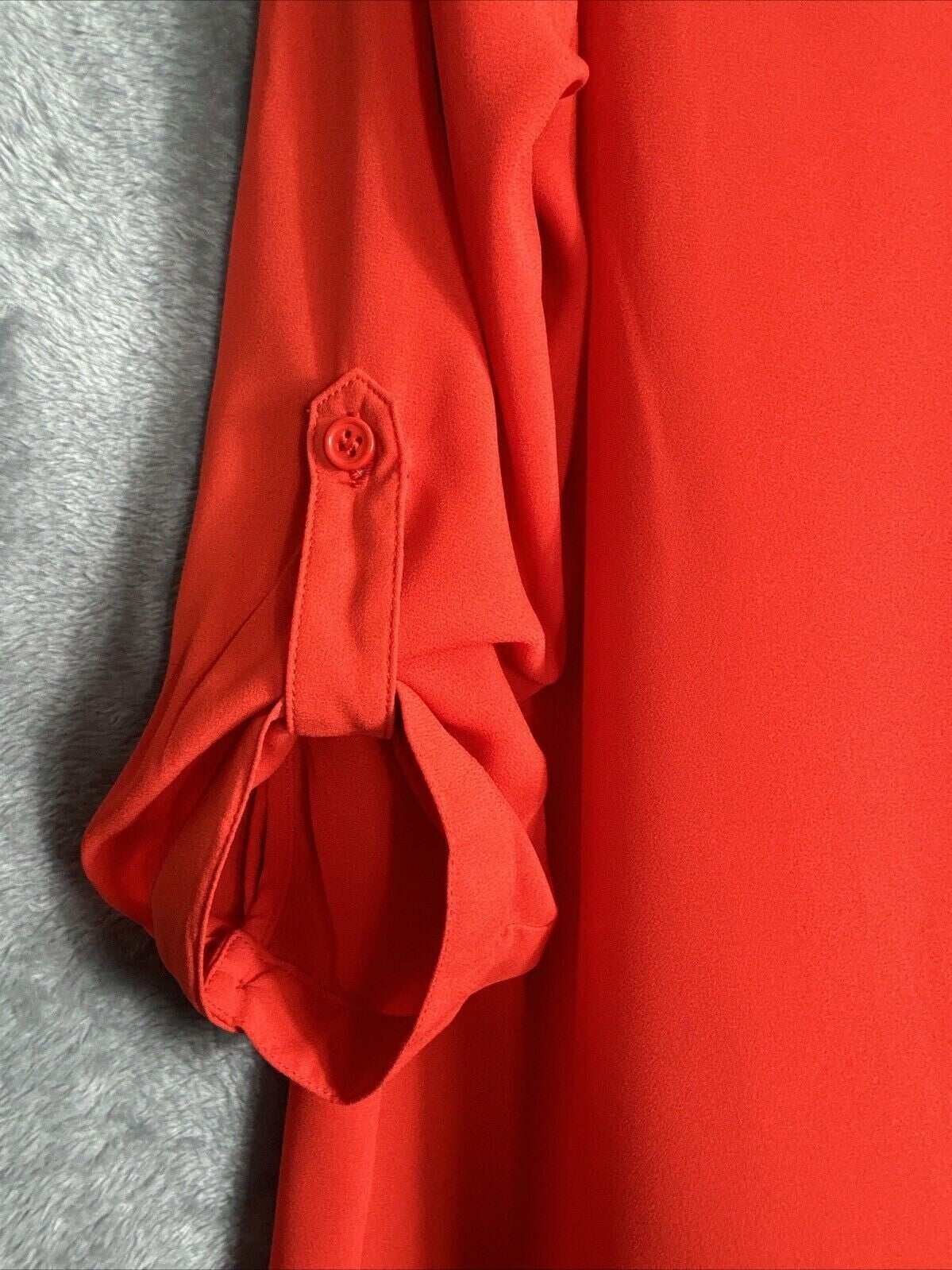 Roz & Ali Womens Red V-Neck Blouse With Zipper Detail Size S