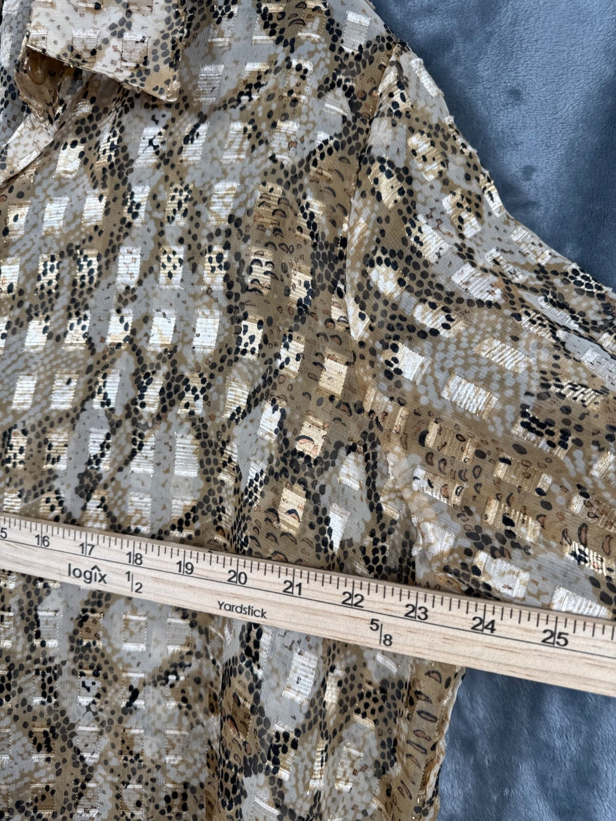 Notations Womens Animal Print Button-Up Blouse Size 2X Polyester Beige & Black