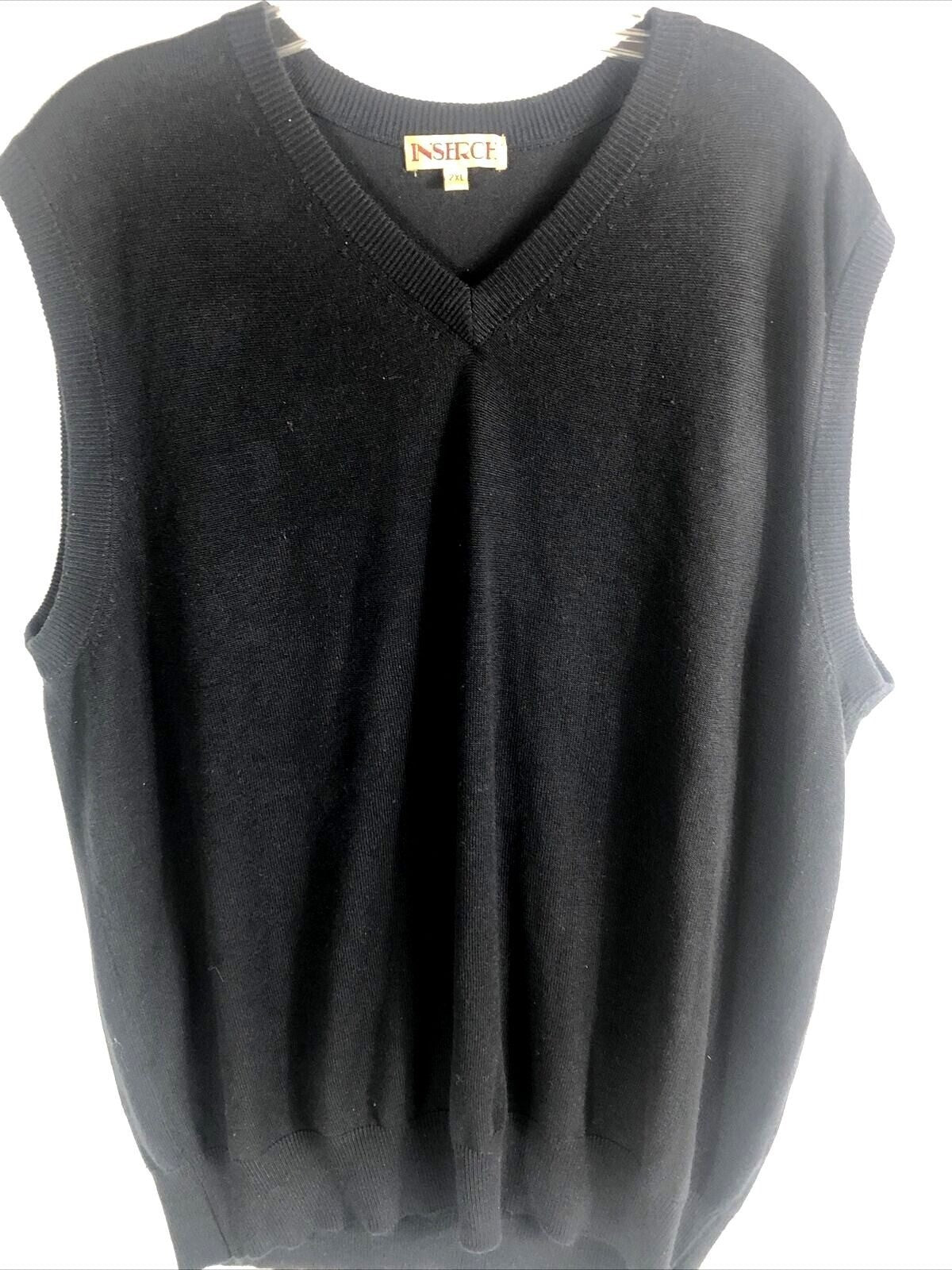 Mens Insrch 2XL Black Sleeveless V-Neck Sweater Vest