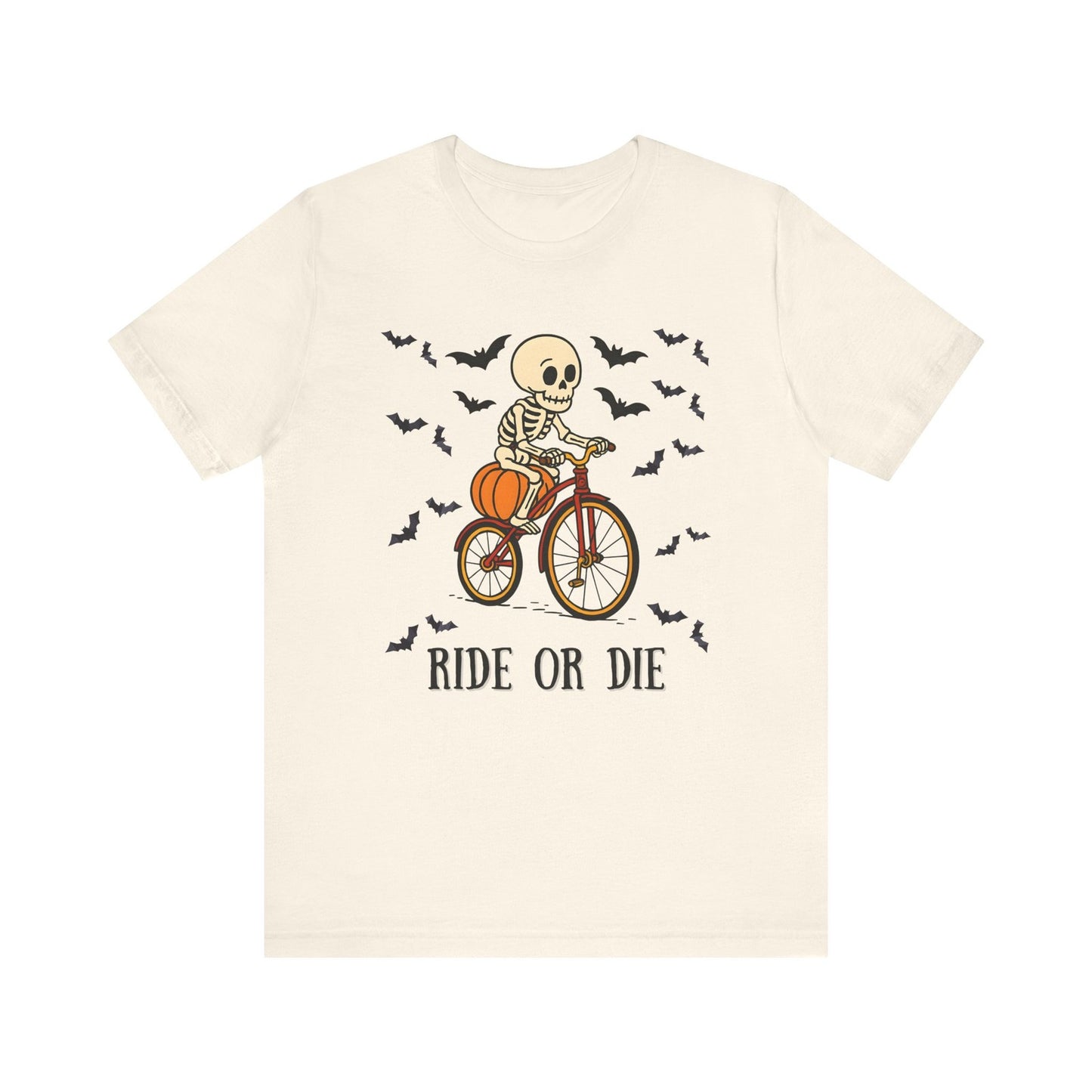 Womans Halloween T Shirt Bone to Ride Shirt  Skeleton on a Bike Skull Funny Tee