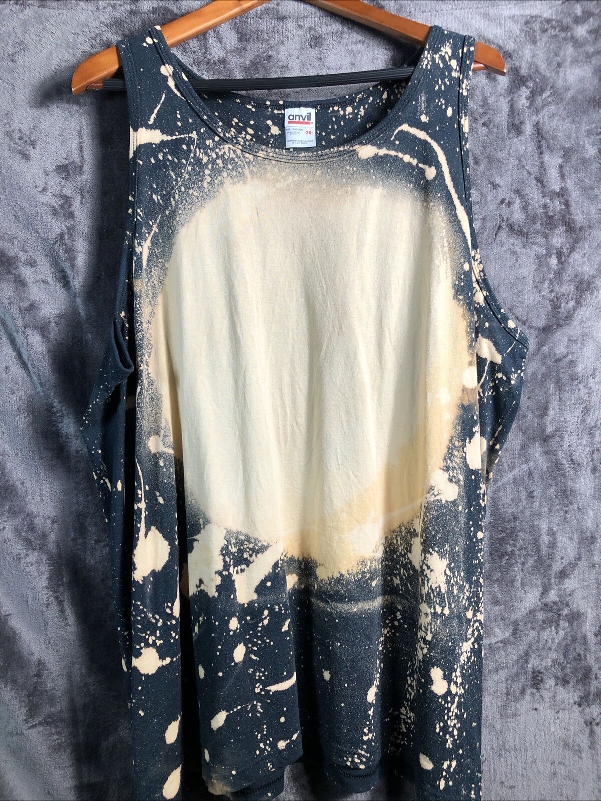 Anvil Tank Top Bleach Wash Black Mens Size 2X