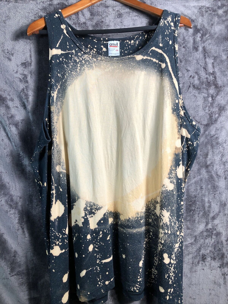 Anvil Tank Top Bleach Wash Black Mens Size 2X